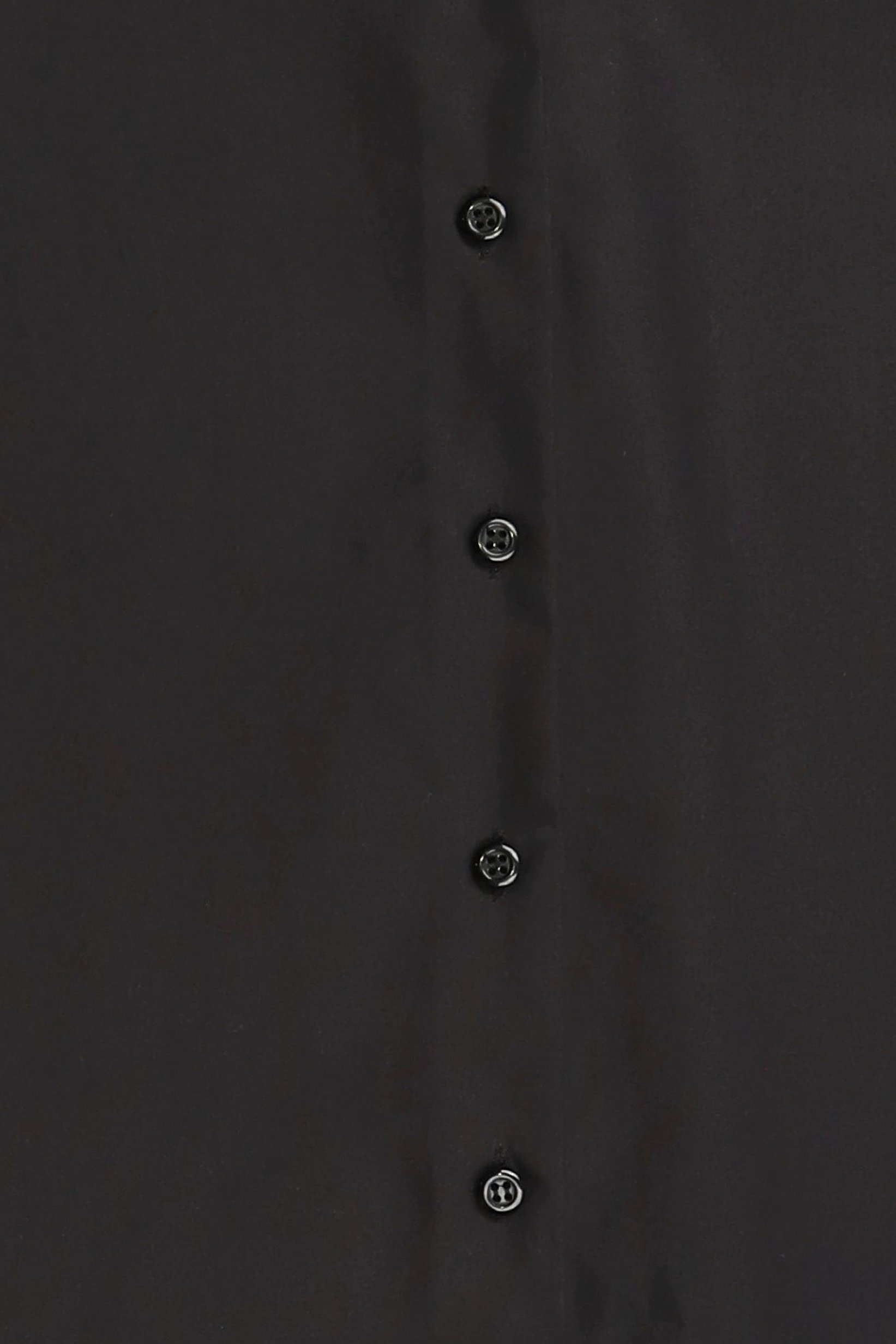 Women Spread Collar Long Sleeve Plain Shirt, Black
