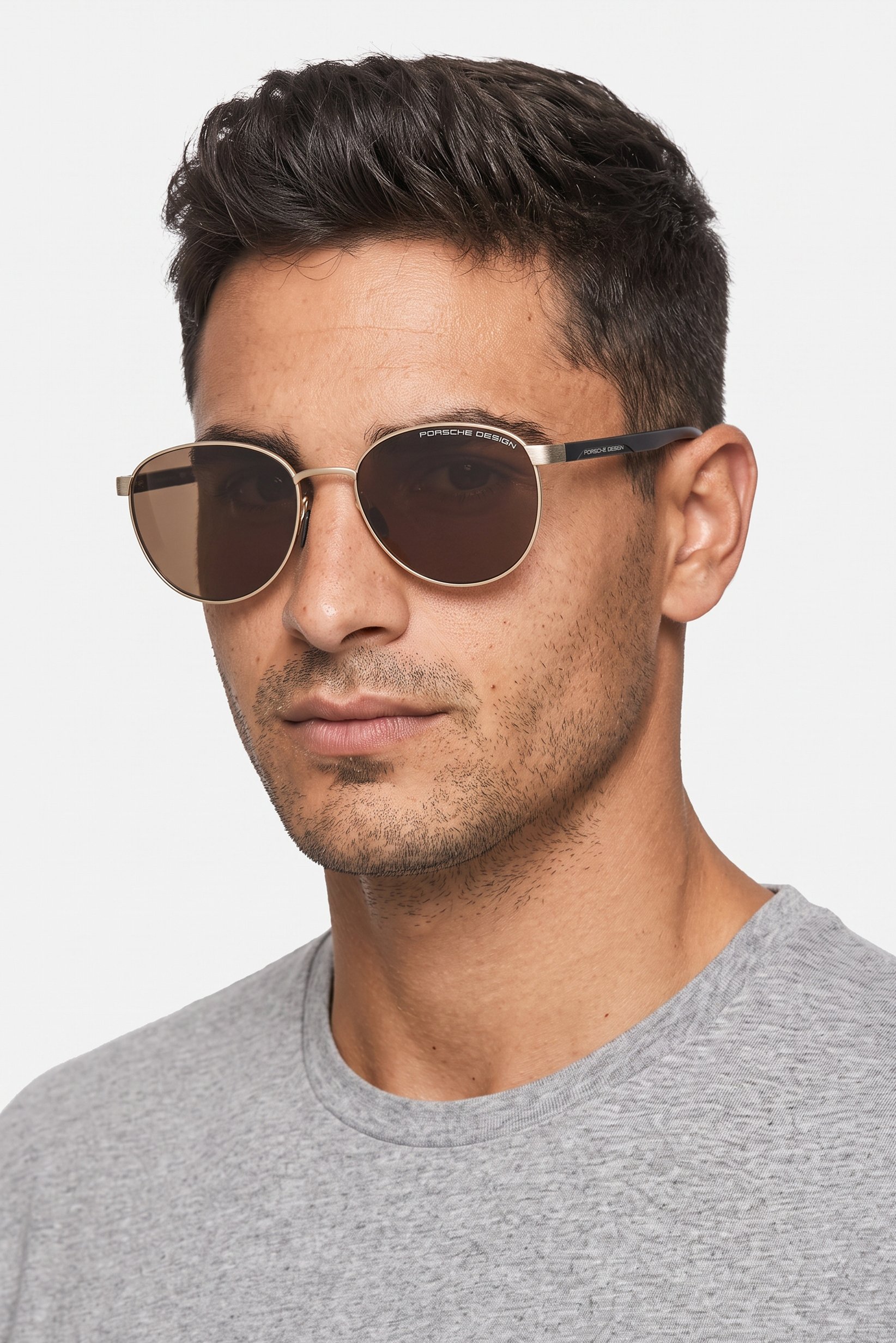Men P8945 D Round Sunglasses, Gold