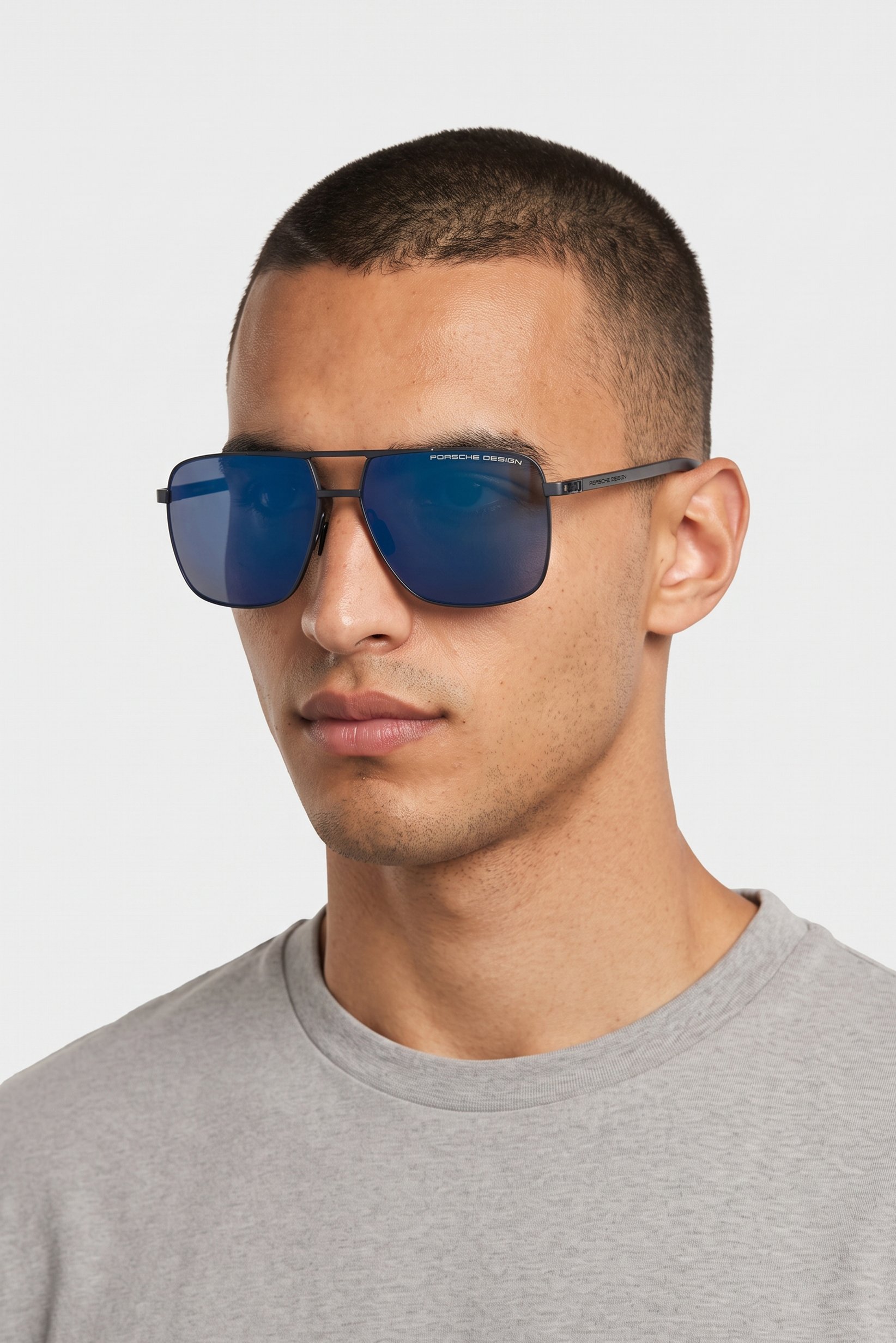 Men Rectangular Aviator Sunglasses, Black