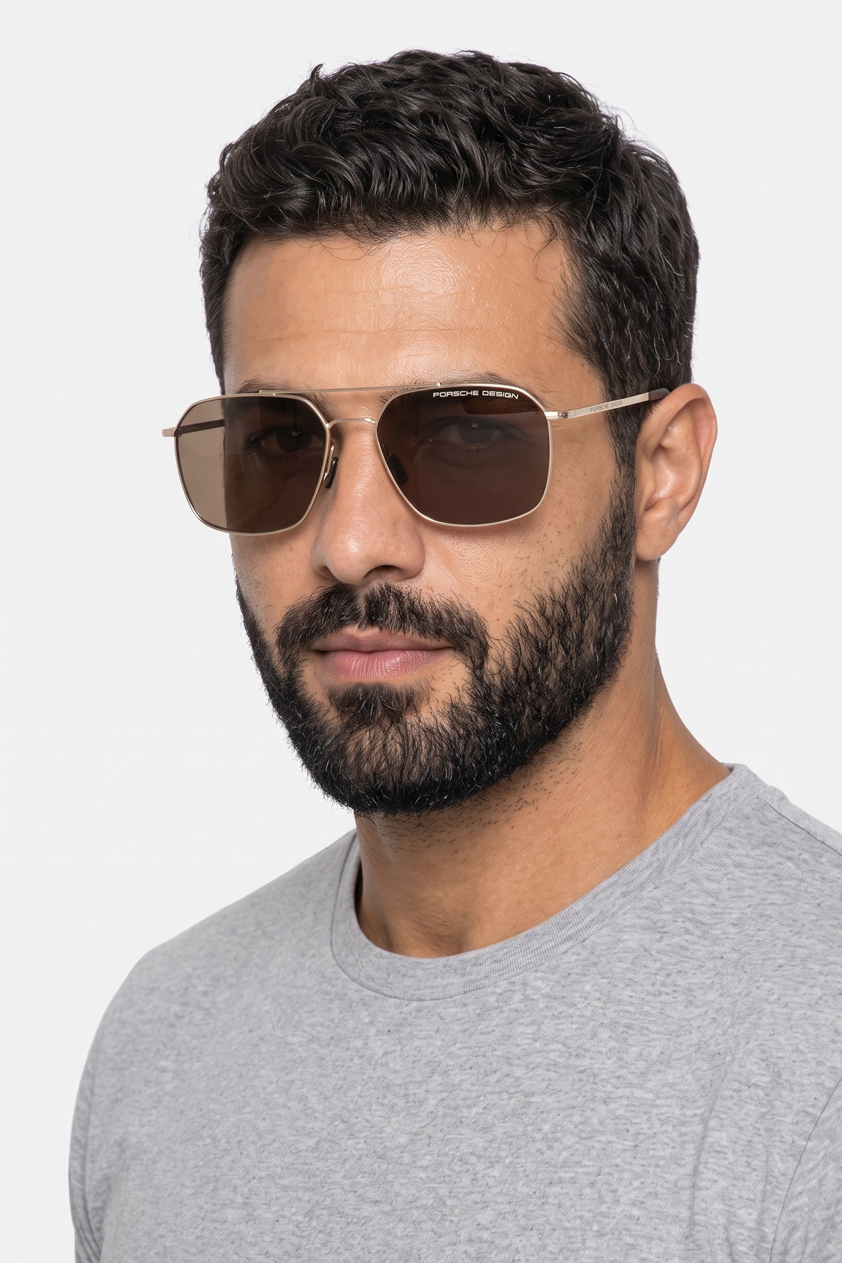 Men P8970 C Square Sunglasses, Silver
