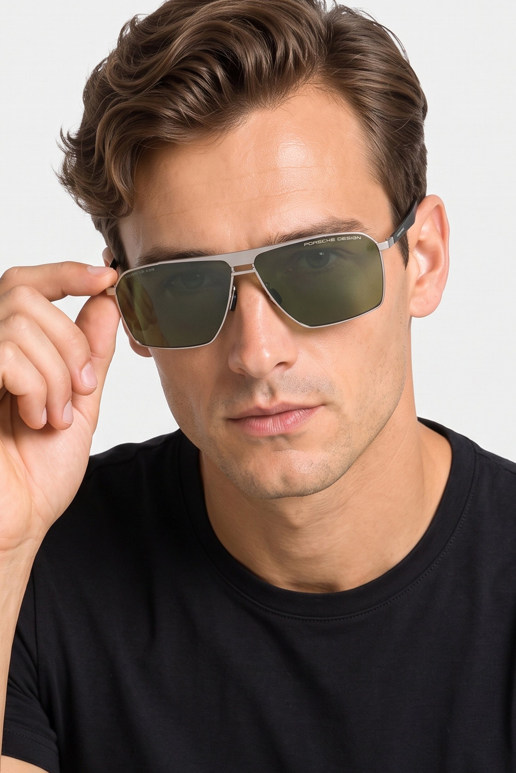 Men P8977 64B417 Rectangular Sunglasses, Silver