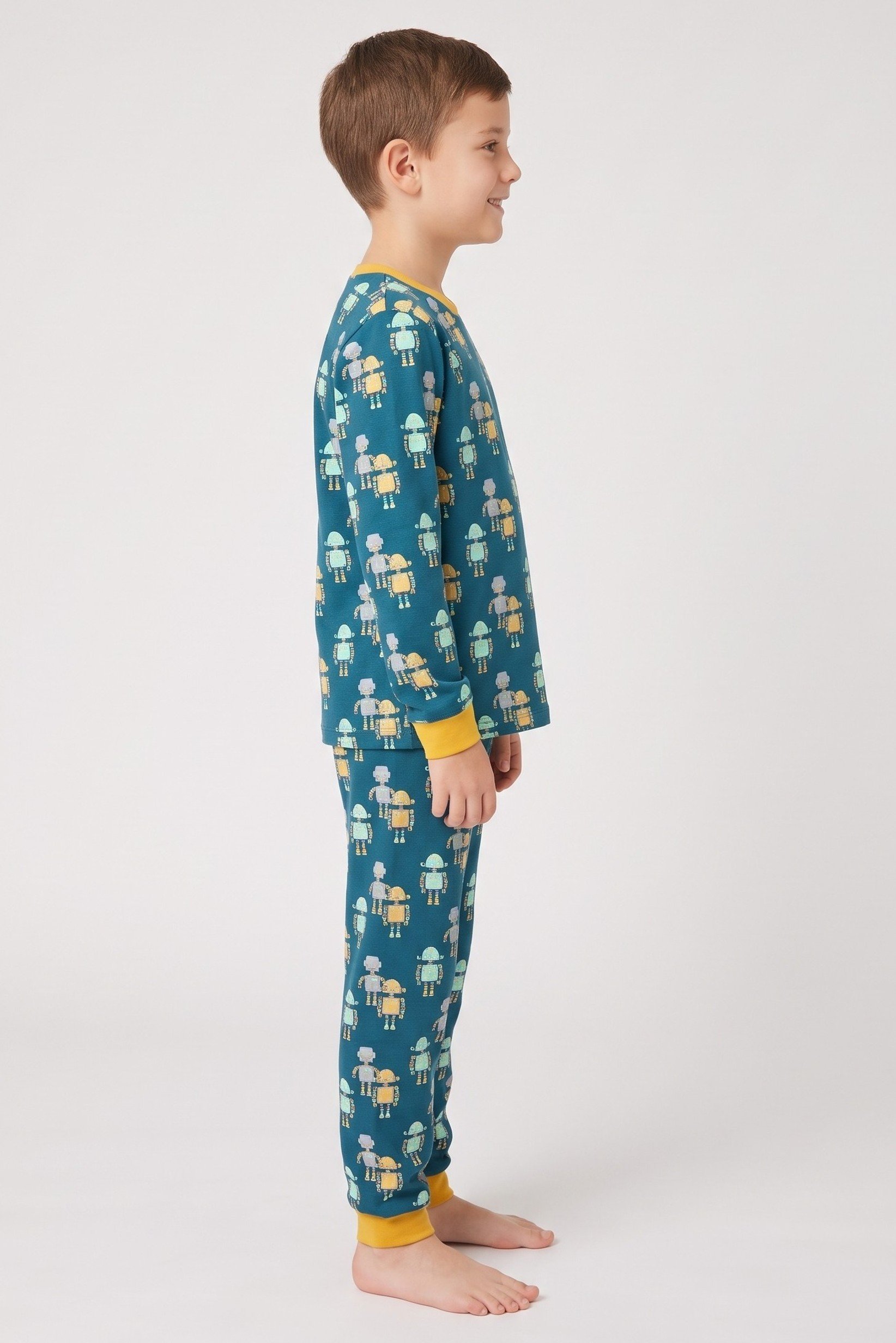 Kids Boy 2 Pieces Long Sleeve Allover Print Top And Bottom Pajama Set, Multicolor