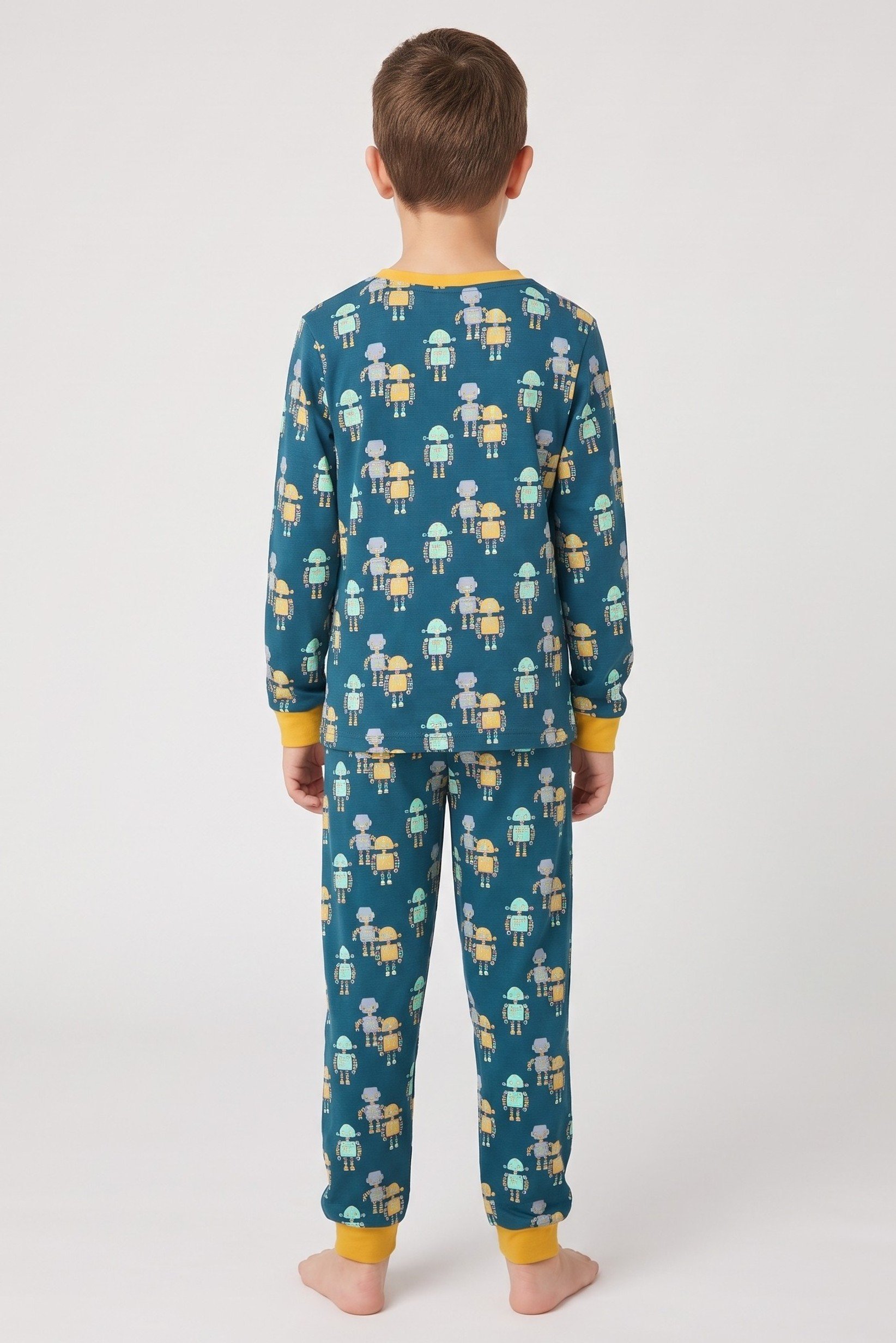 Kids Boy 2 Pieces Long Sleeve Allover Print Top And Bottom Pajama Set, Multicolor