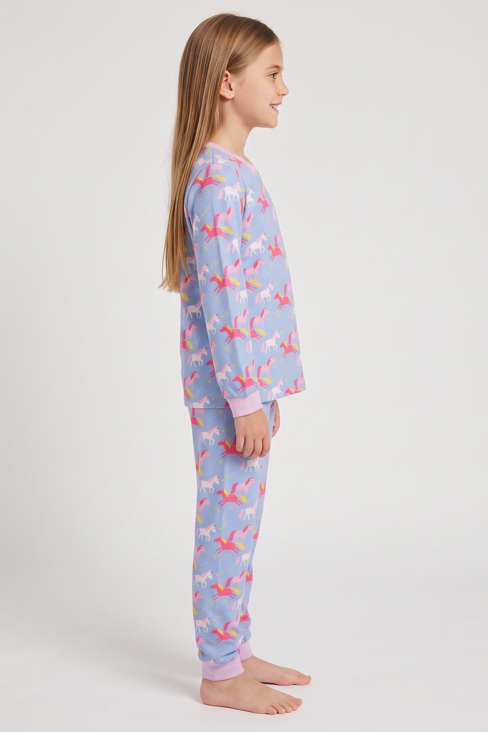Kids Girl 2 Pieces Long Sleeve Allover Print Top And Bottom Pajama Set, Multicolor