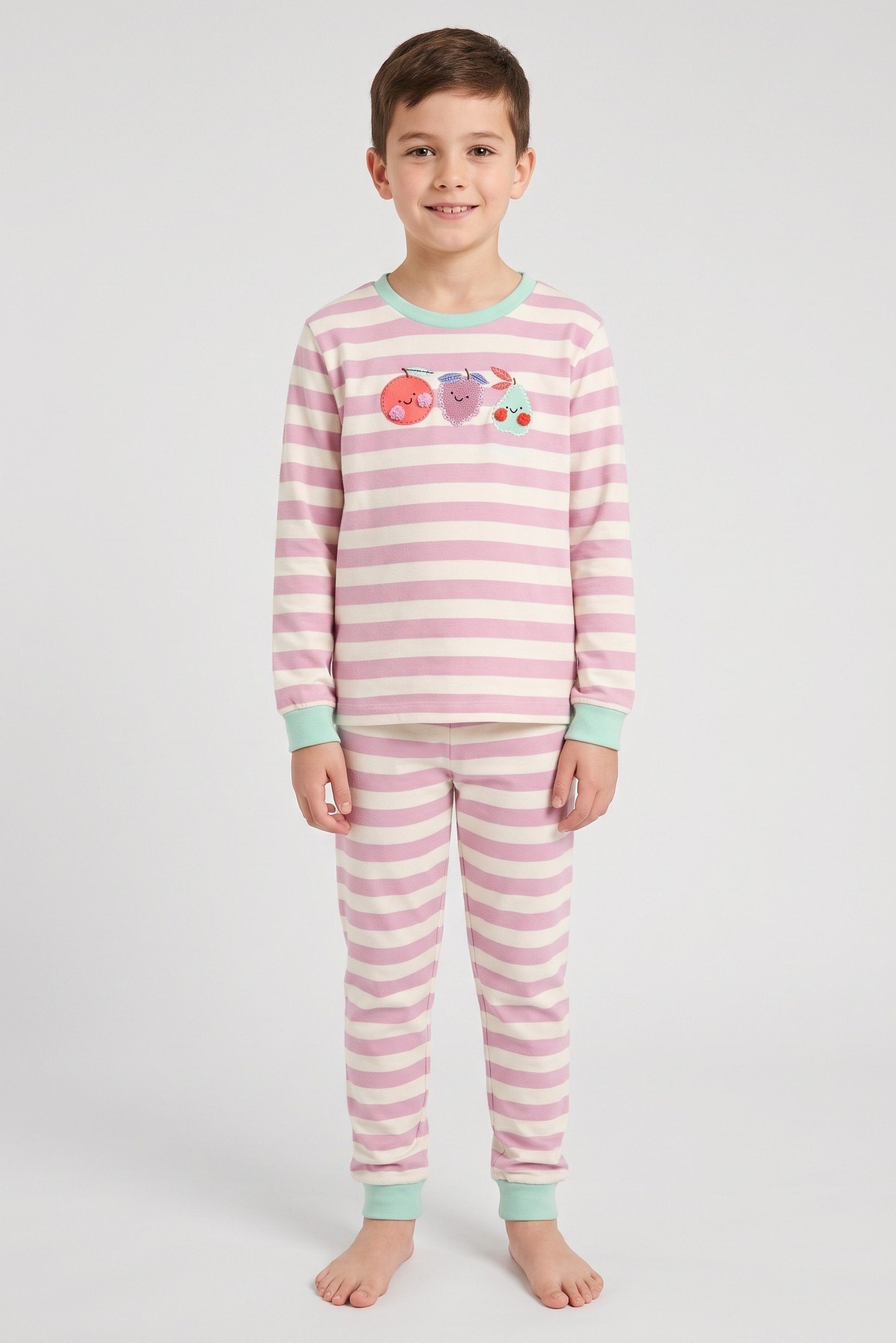 Kids Boy 2 Pieces Long Sleeve Stripe Top And Bottom Pajama Set, Multicolor