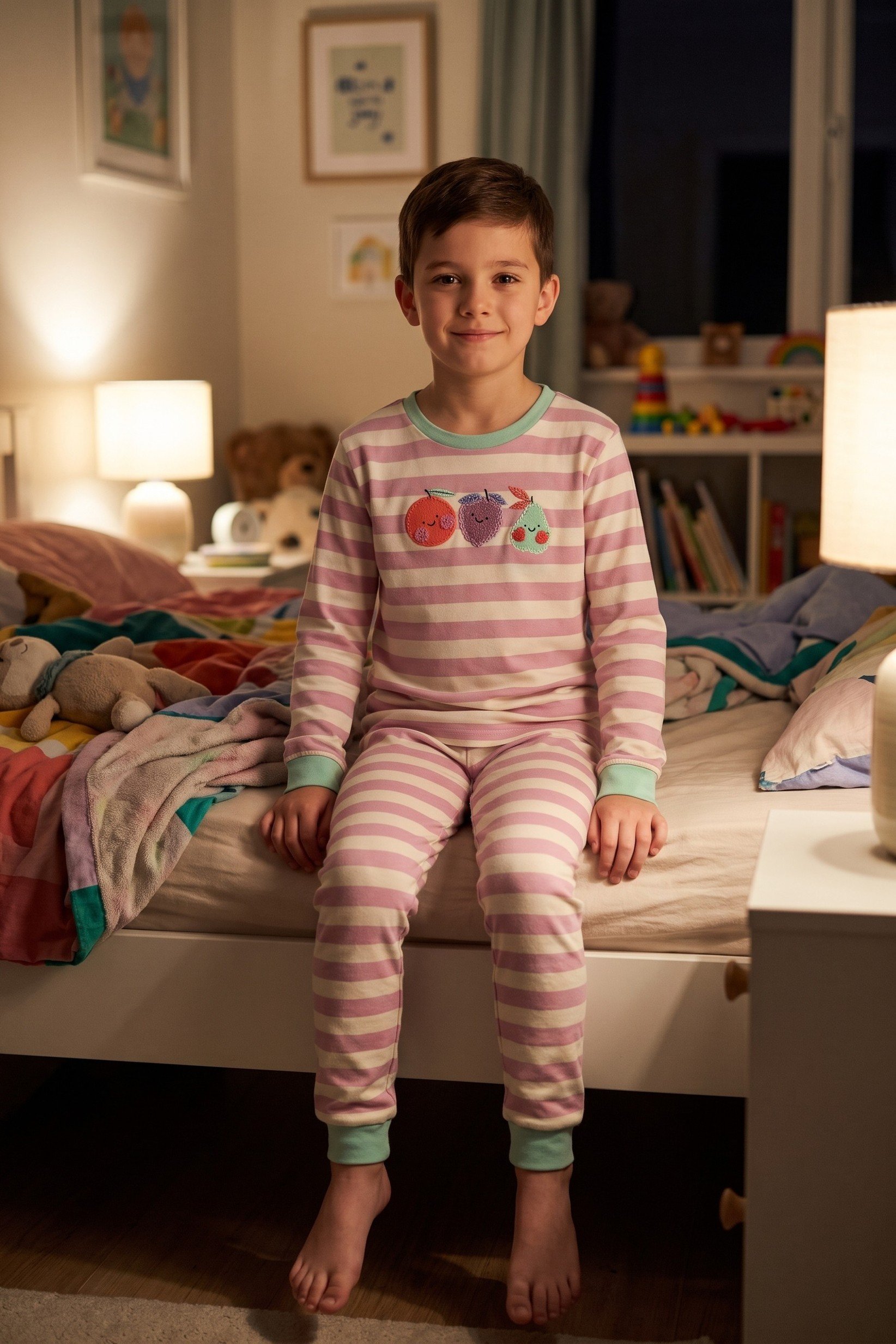 Kids Boy 2 Pieces Long Sleeve Stripe Top And Bottom Pajama Set, Multicolor