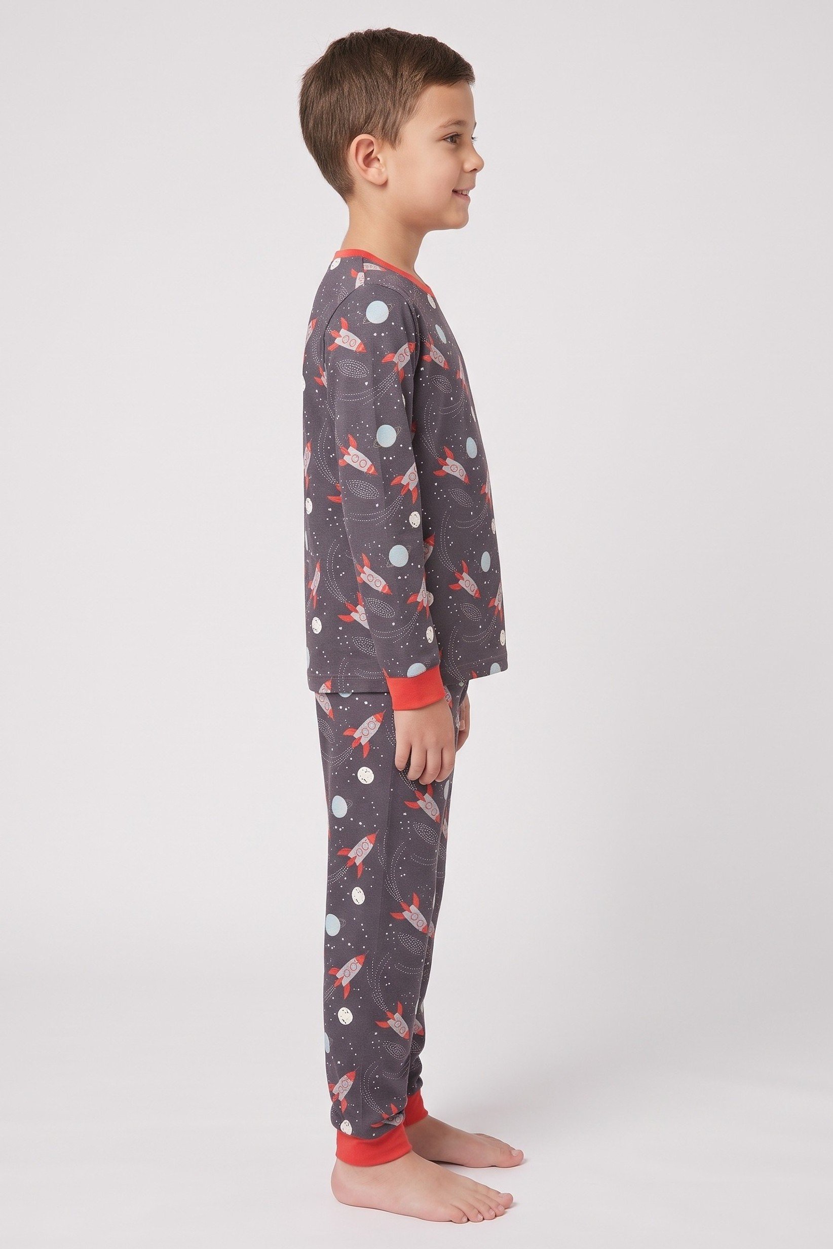 Kids Boy 2 Pieces Long Sleeve Allover Print Top And Bottom Pajama Set, Multicolor