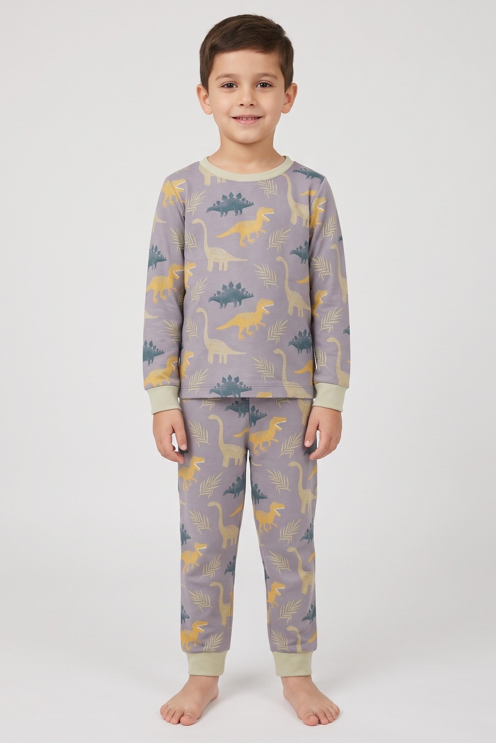 Toddlers Boy 2 Pieces Long Sleeve Allover Print Top And Bottom Pajama Set, Multicolor