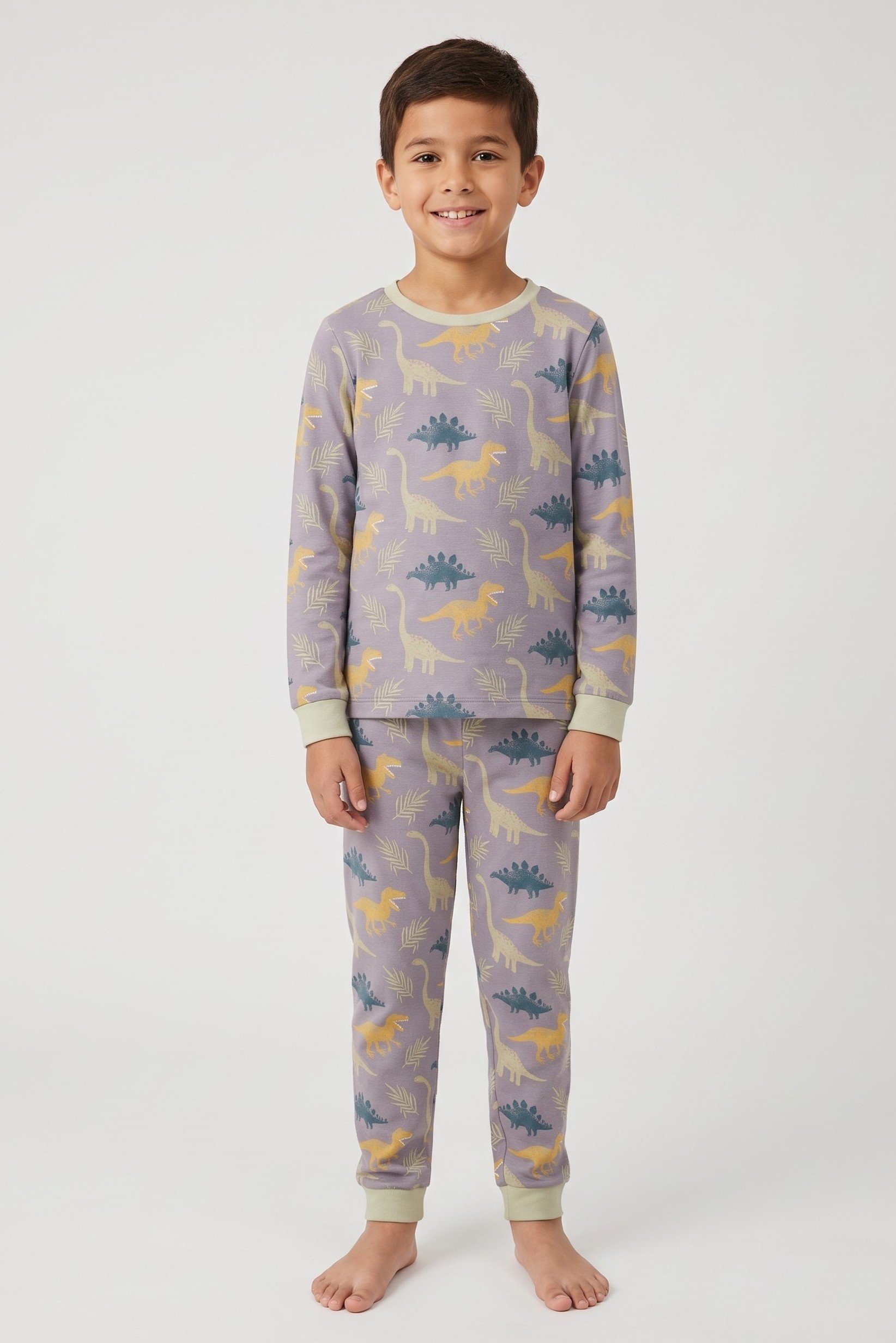 Kids Boy 2 Pieces Long Sleeve Allover Print Top And Bottom Pajama Set, Multicolor