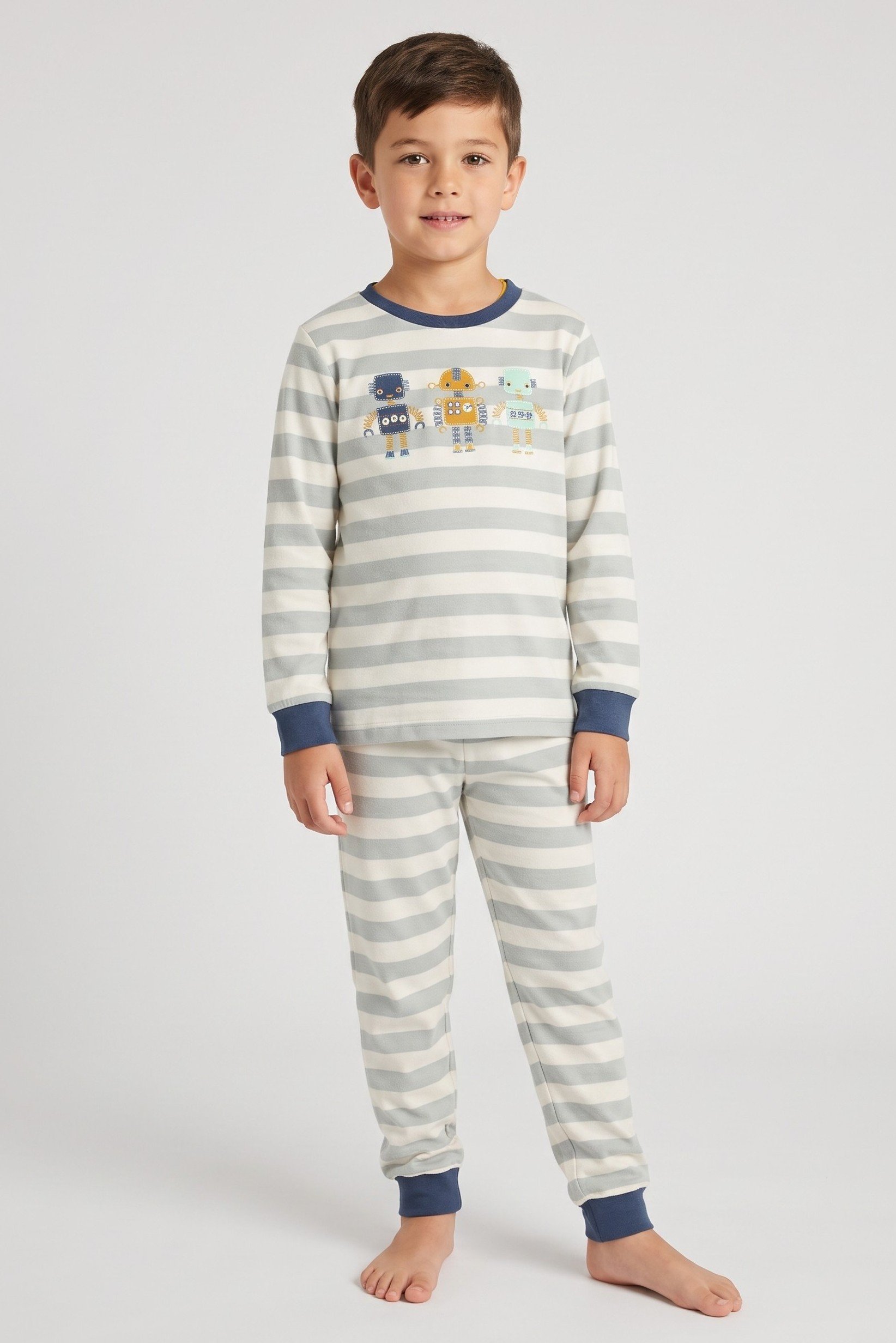 Toddlers Boy 2 Pieces Long Sleeve Stripe Top And Bottom Pajama Set, Multicolor