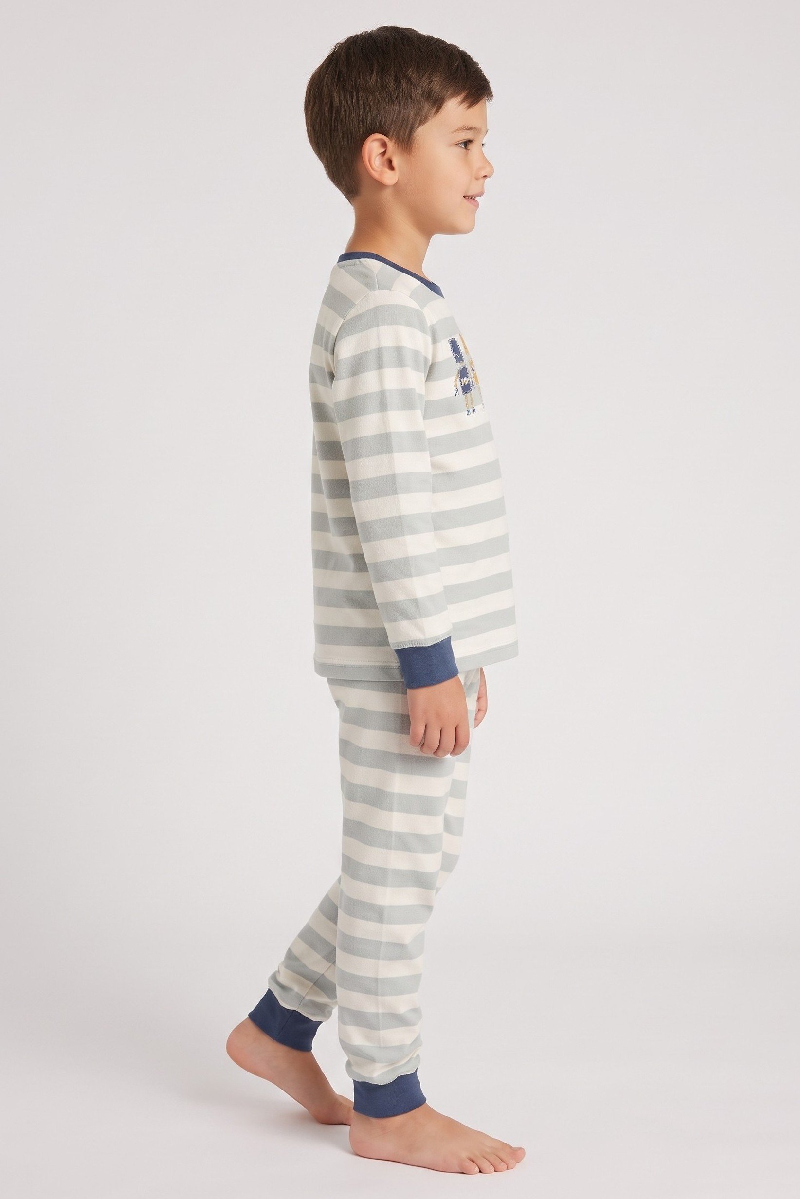 Toddlers Boy 2 Pieces Long Sleeve Stripe Top And Bottom Pajama Set, Multicolor