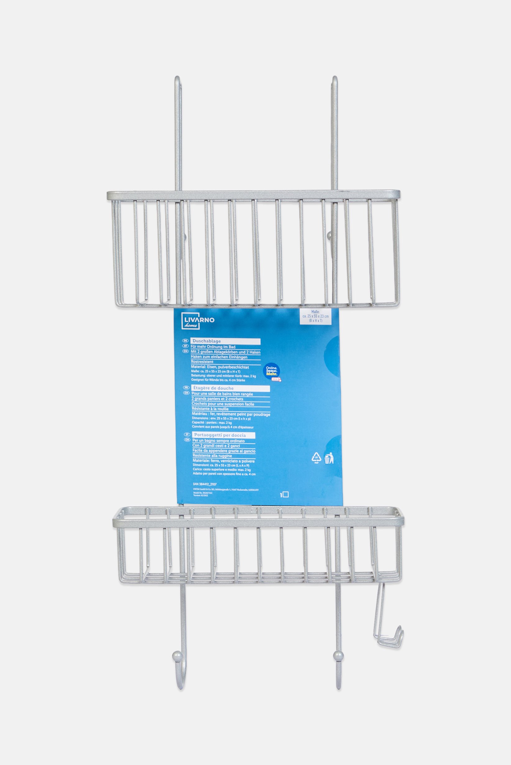 Coated Steel Shower Rack, Silver