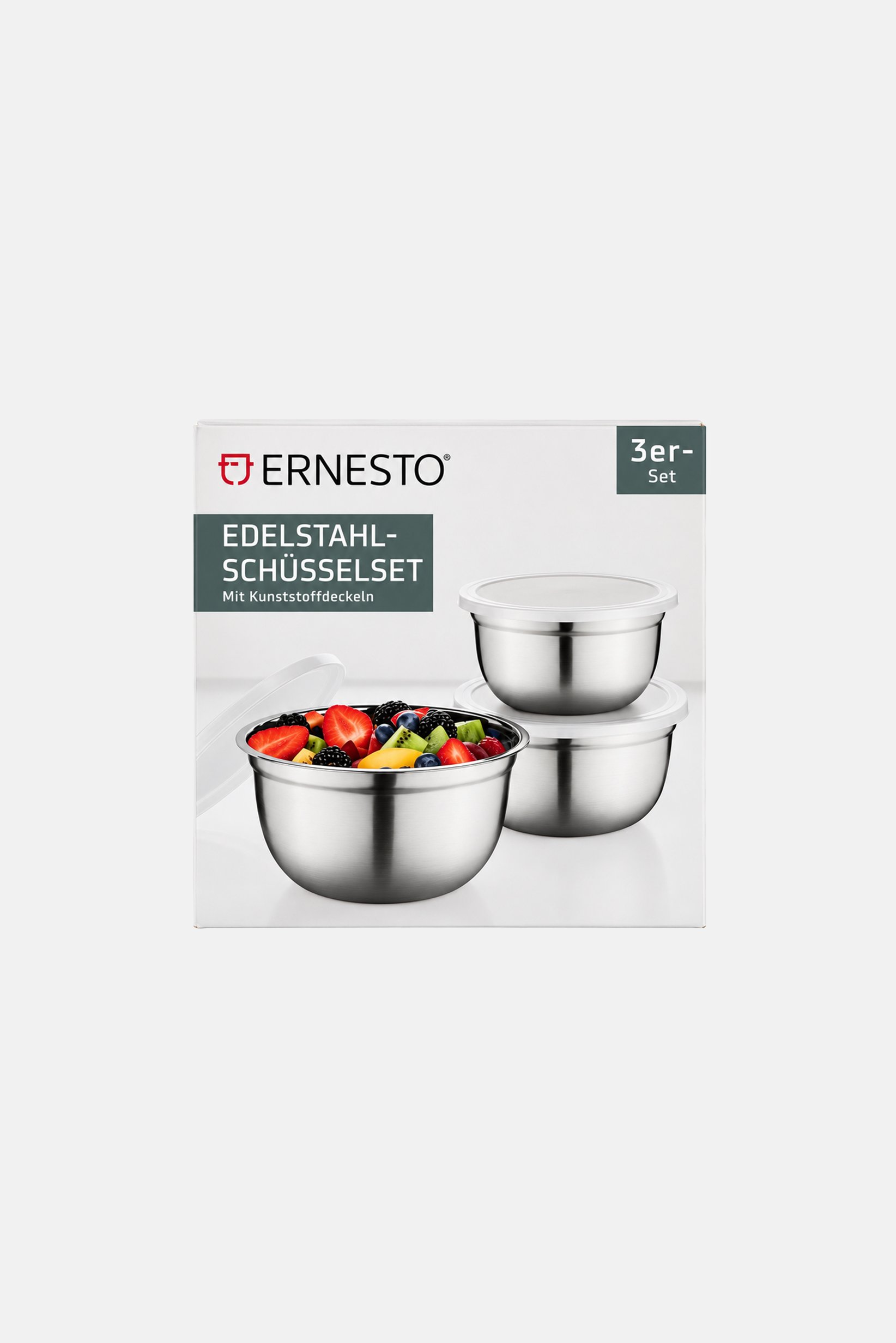 3 Pcs Stainless Bowl Set, Silver