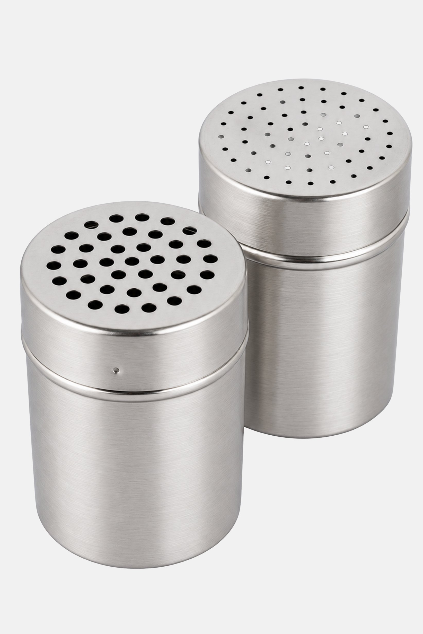 2 Pcs Stainless Steel Spice Shakers, Silver