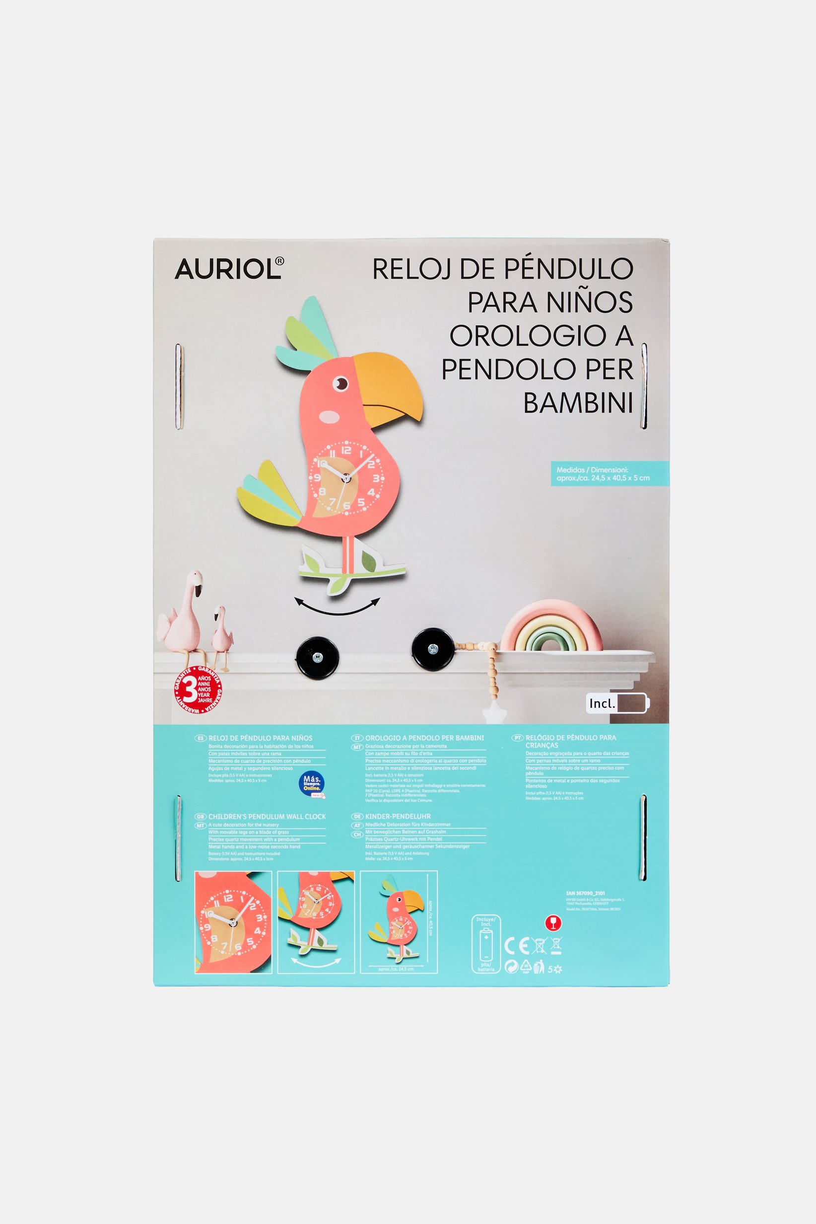 Graphic Print Pendulum Clock, Assorted