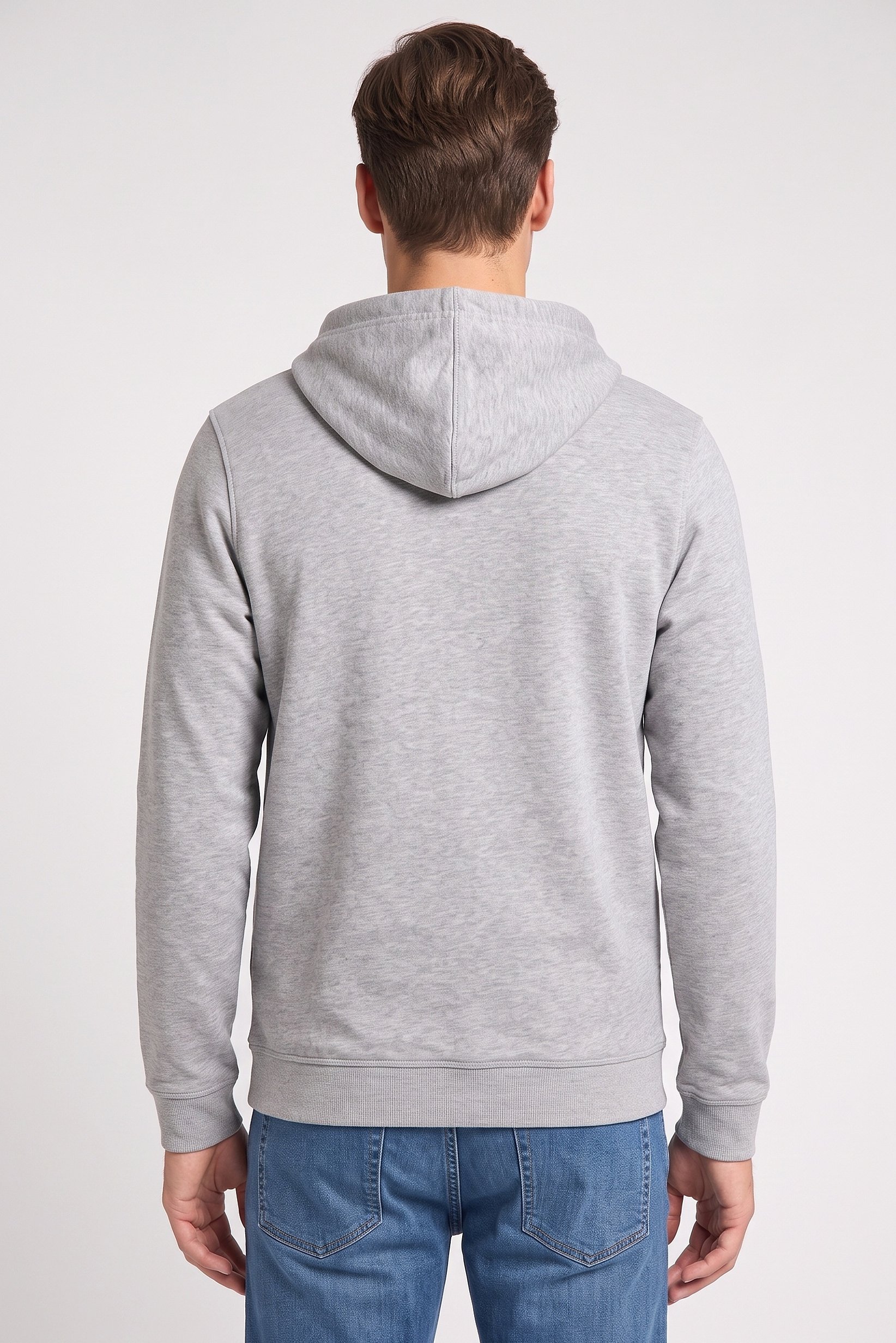 Men Long Sleeve Brand Logo Hoodie, Heather Grey