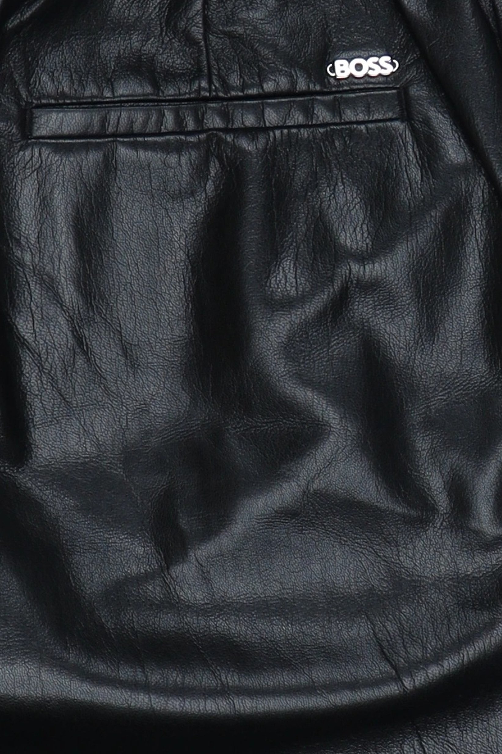 Boss Women Regular Fit Solid Leather Straight Leg Pants, Black