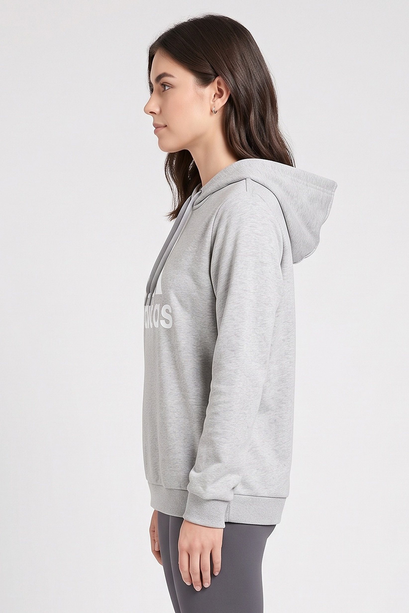 Women Plus Size Long Sleeve Running Hoodie, Light Grey