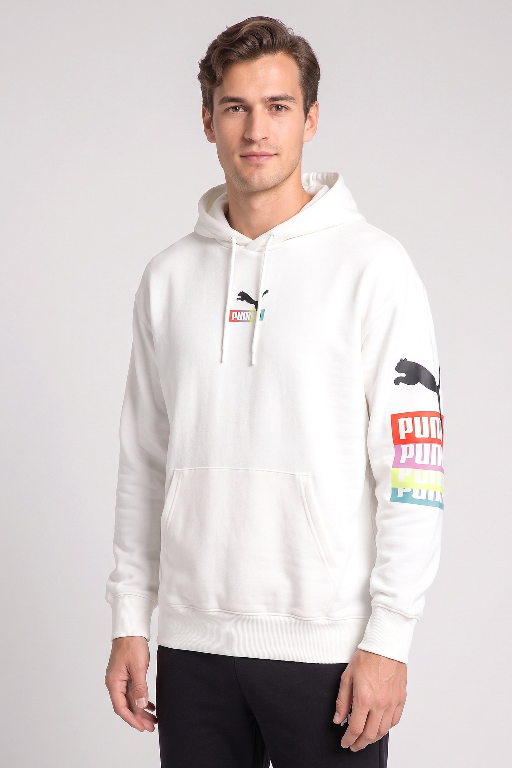 Men Sportswear Fit Long Sleeve Outdoor Hoodie, White