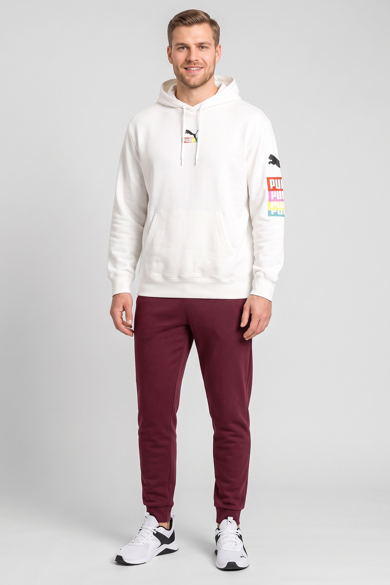 Men Sportswear Fit Long Sleeve Outdoor Hoodie, White