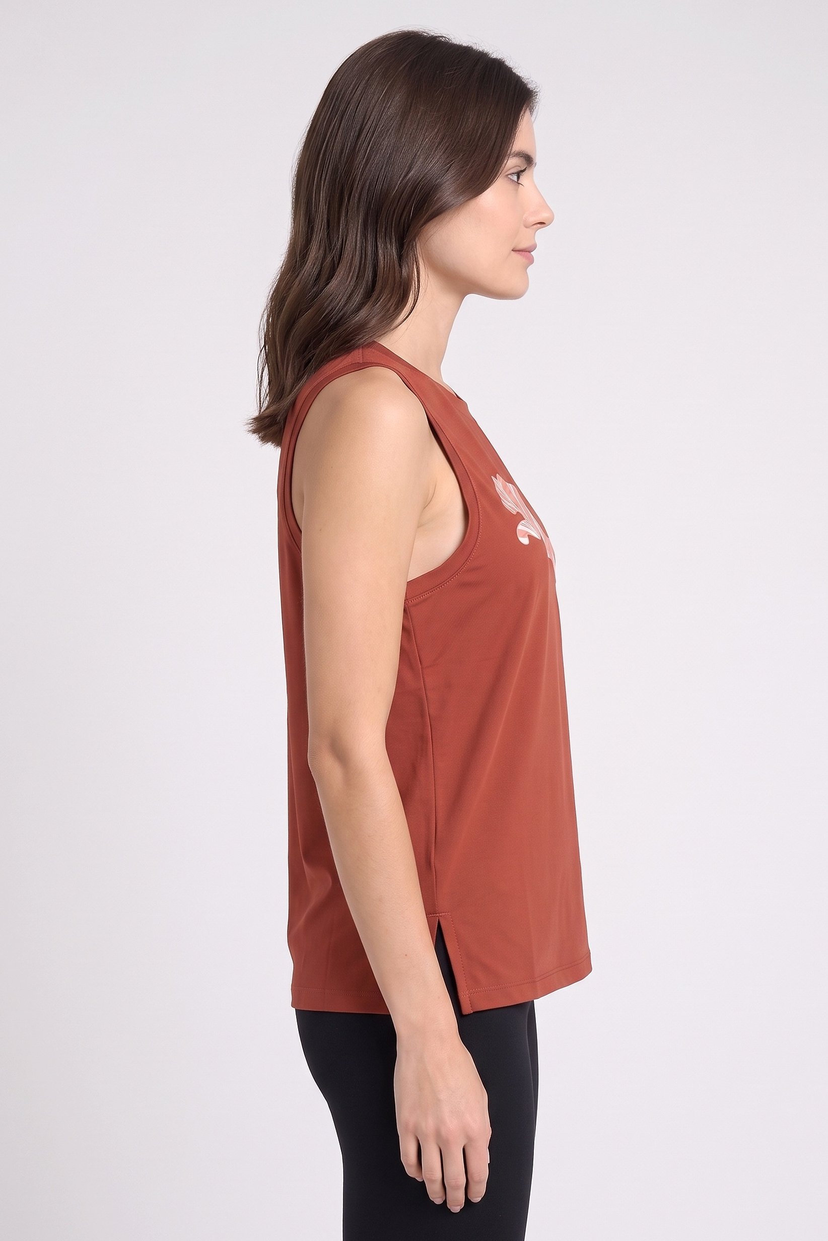 Women Regular Fit Sleeveless Training Tank Top, Light Rust