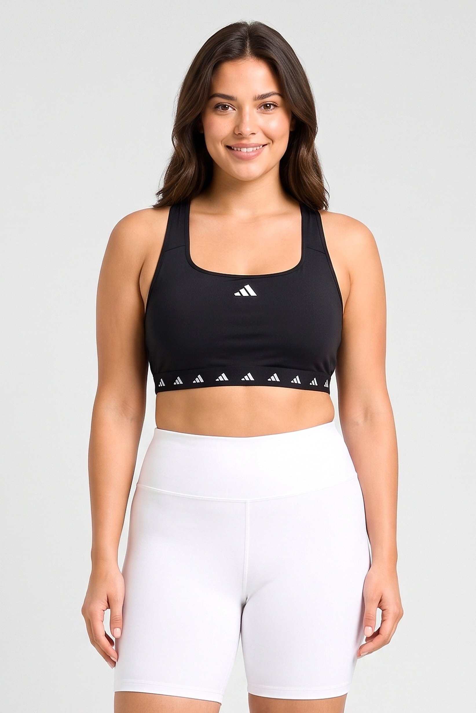 Women Plus Size Brand Logo Padded Sports  Bra, Black