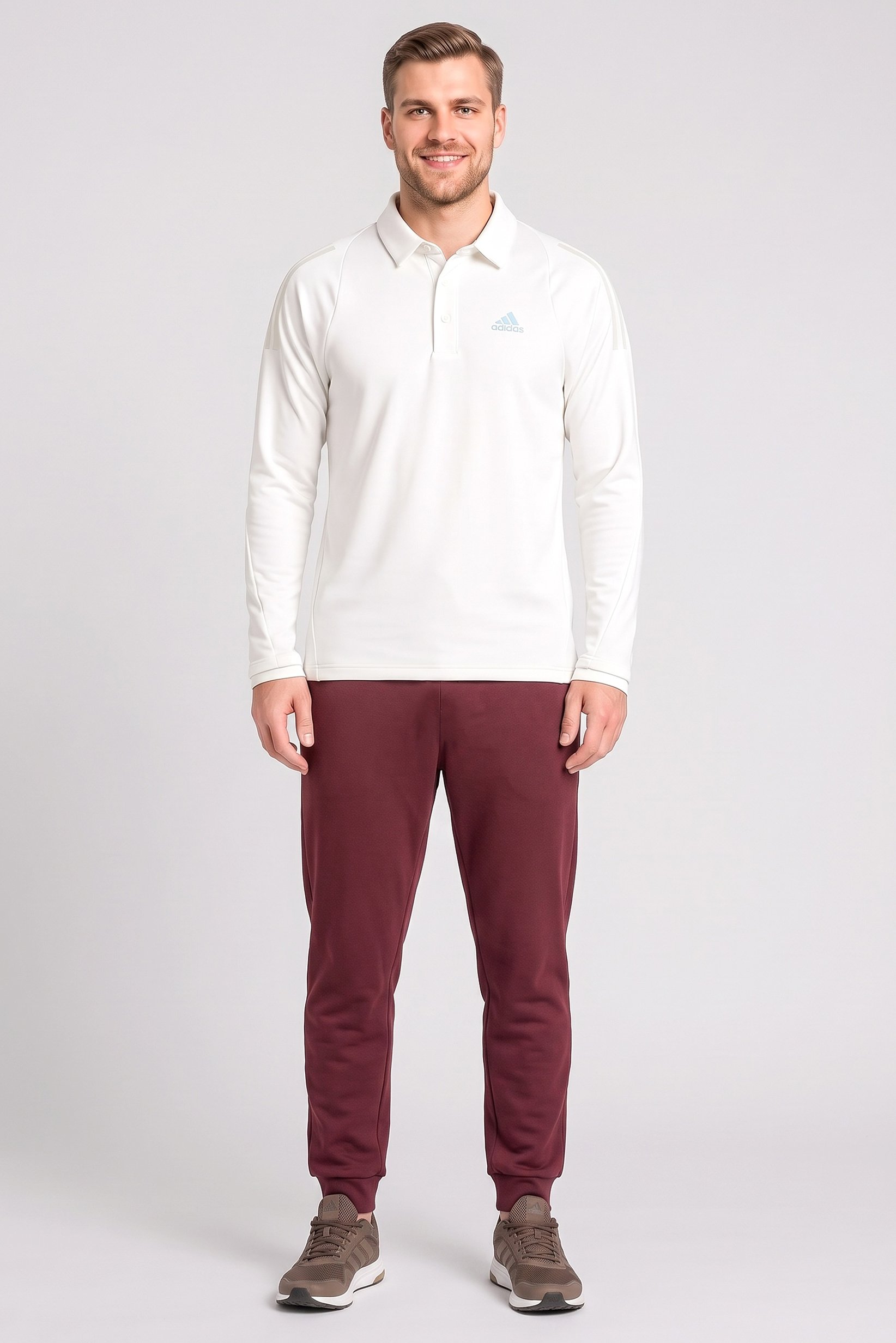 Men Sportswear Fit Long Sleeve Outdoor Polo, White