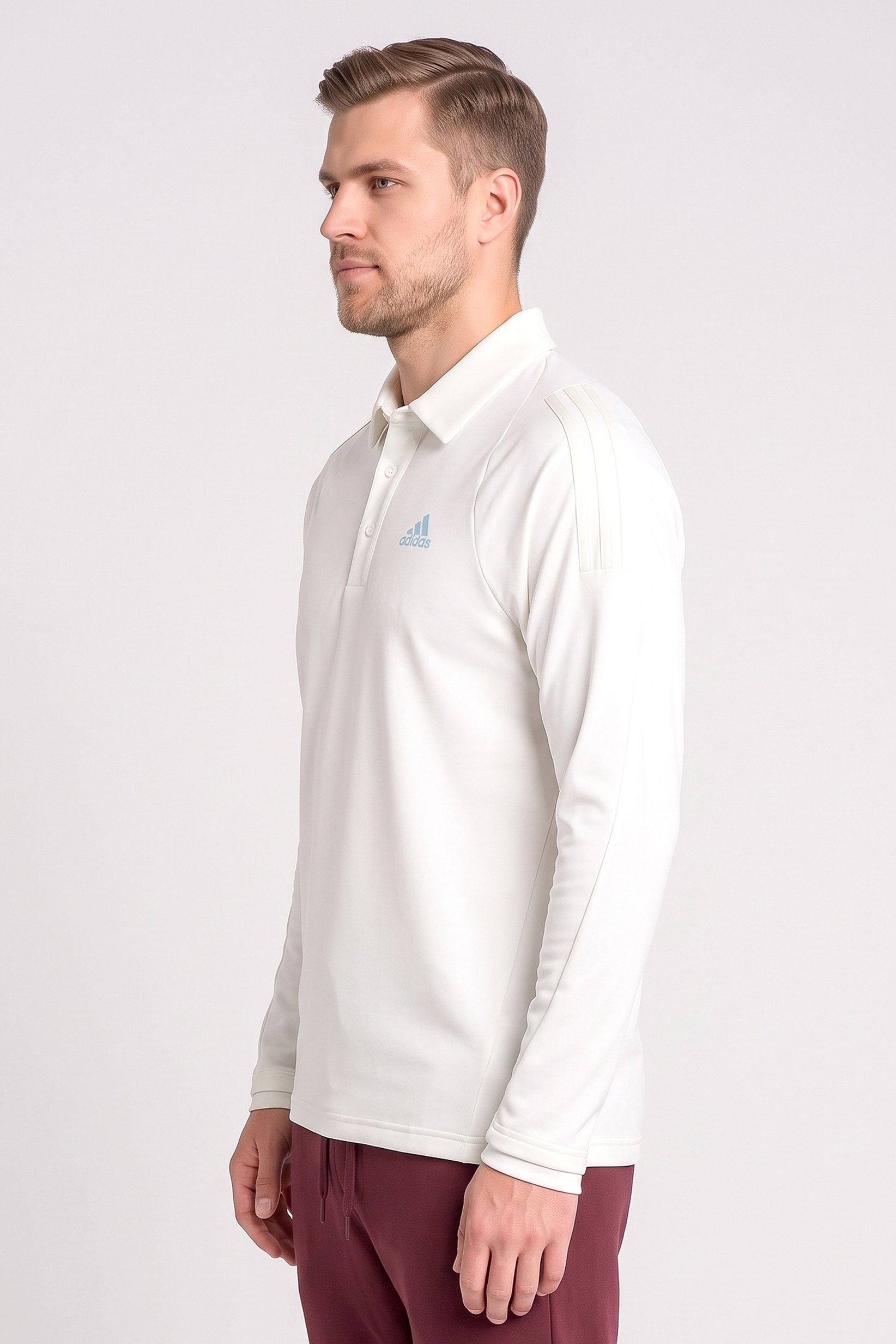 Men Sportswear Fit Long Sleeve Outdoor Polo, White