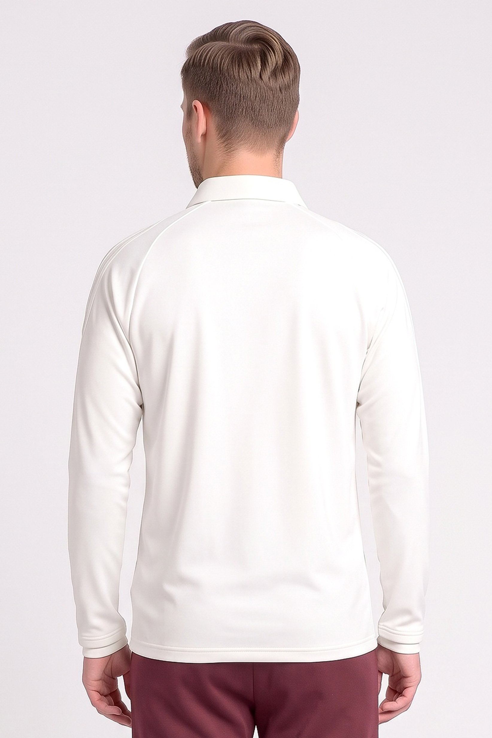 Men Sportswear Fit Long Sleeve Outdoor Polo, White