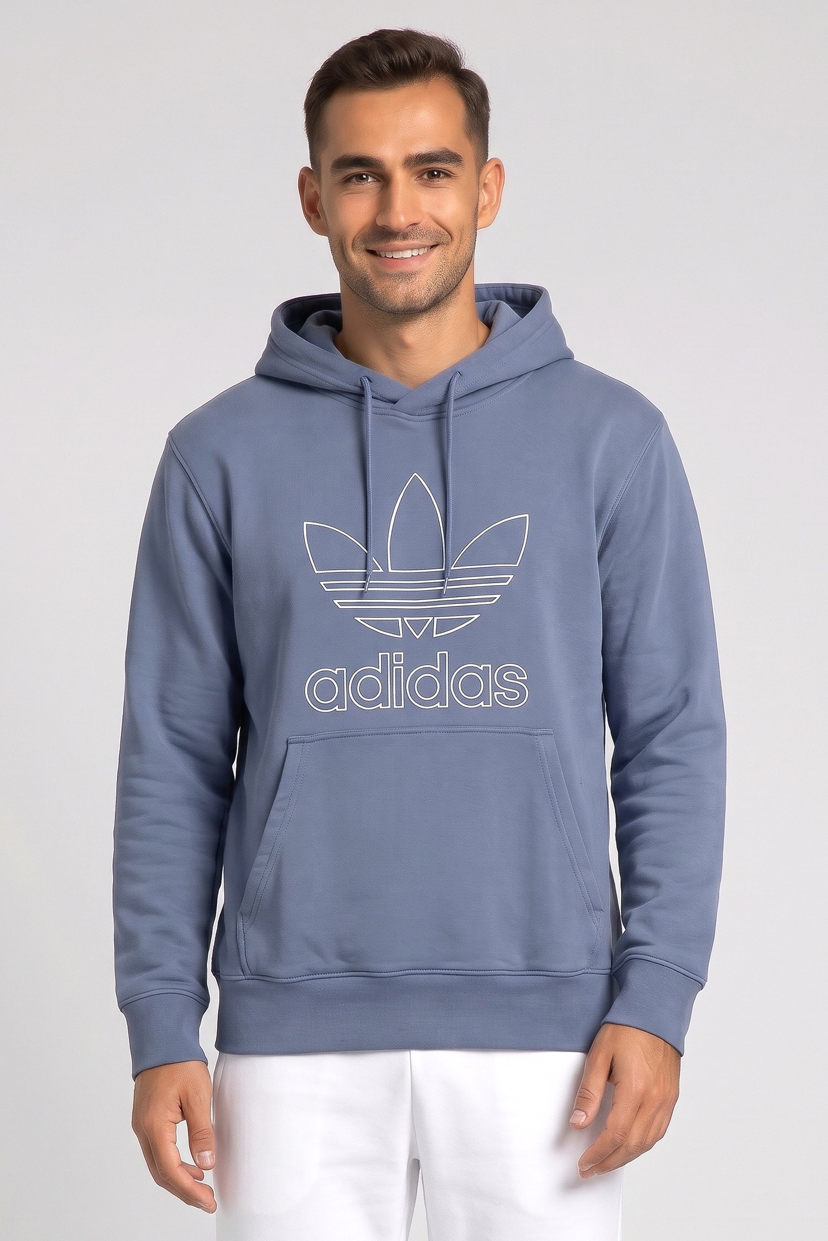 Men Sportwear Fit Long Sleeve Outdoor Hoodie, Slate Blue