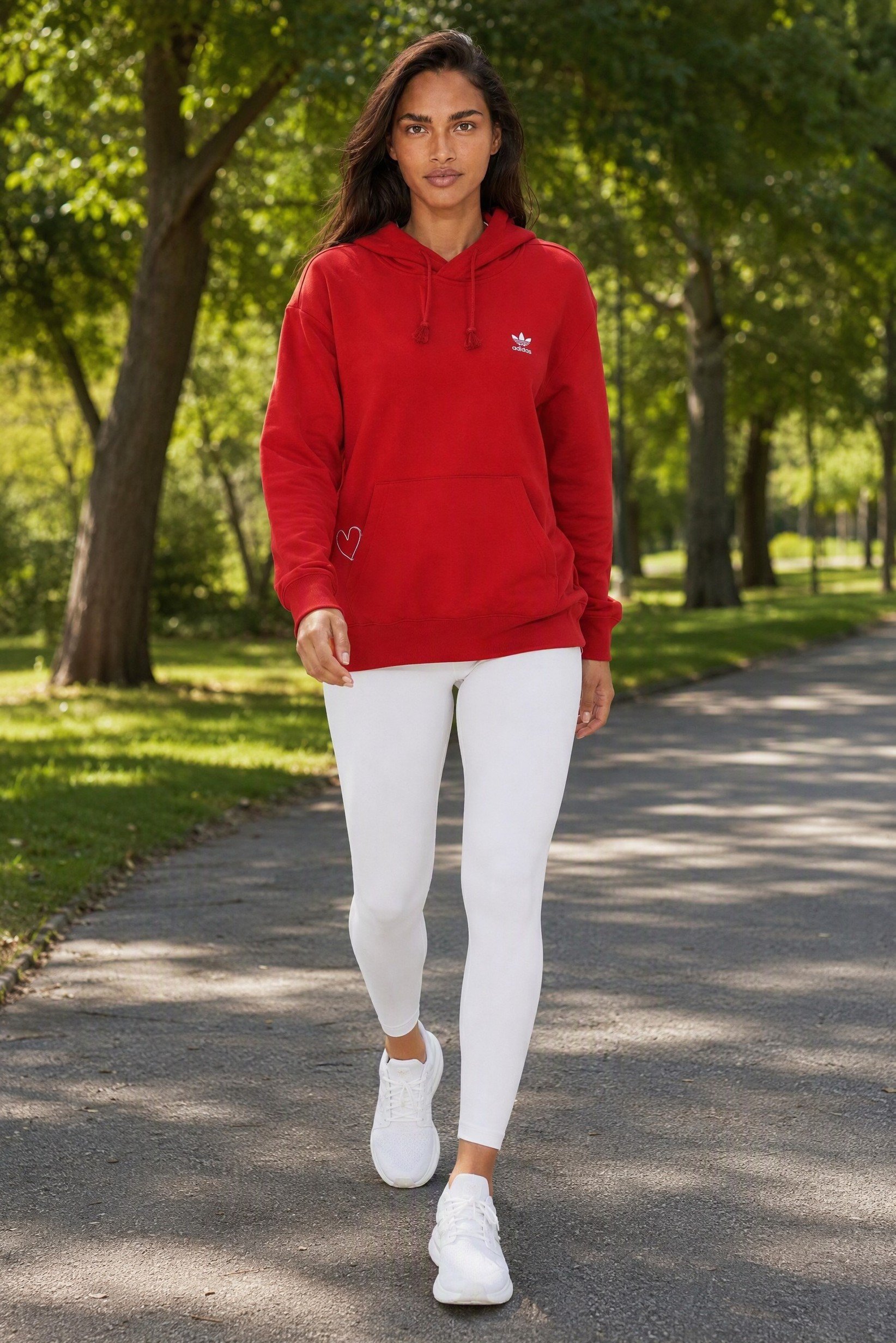 Women Sportswear Fit Long Sleeve Outdoor Hoodie, Red