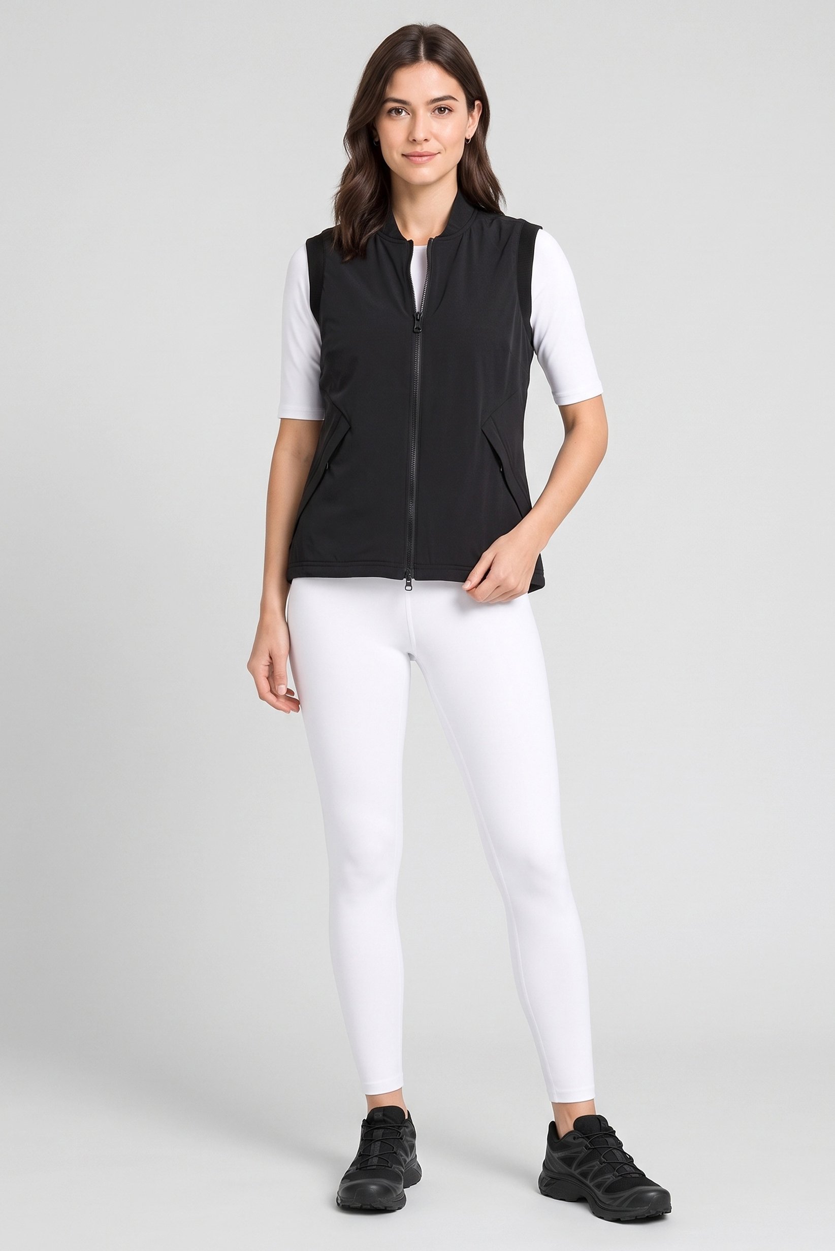 Women Sportswear Fit Sleeveless Outdoor Jacket, Black