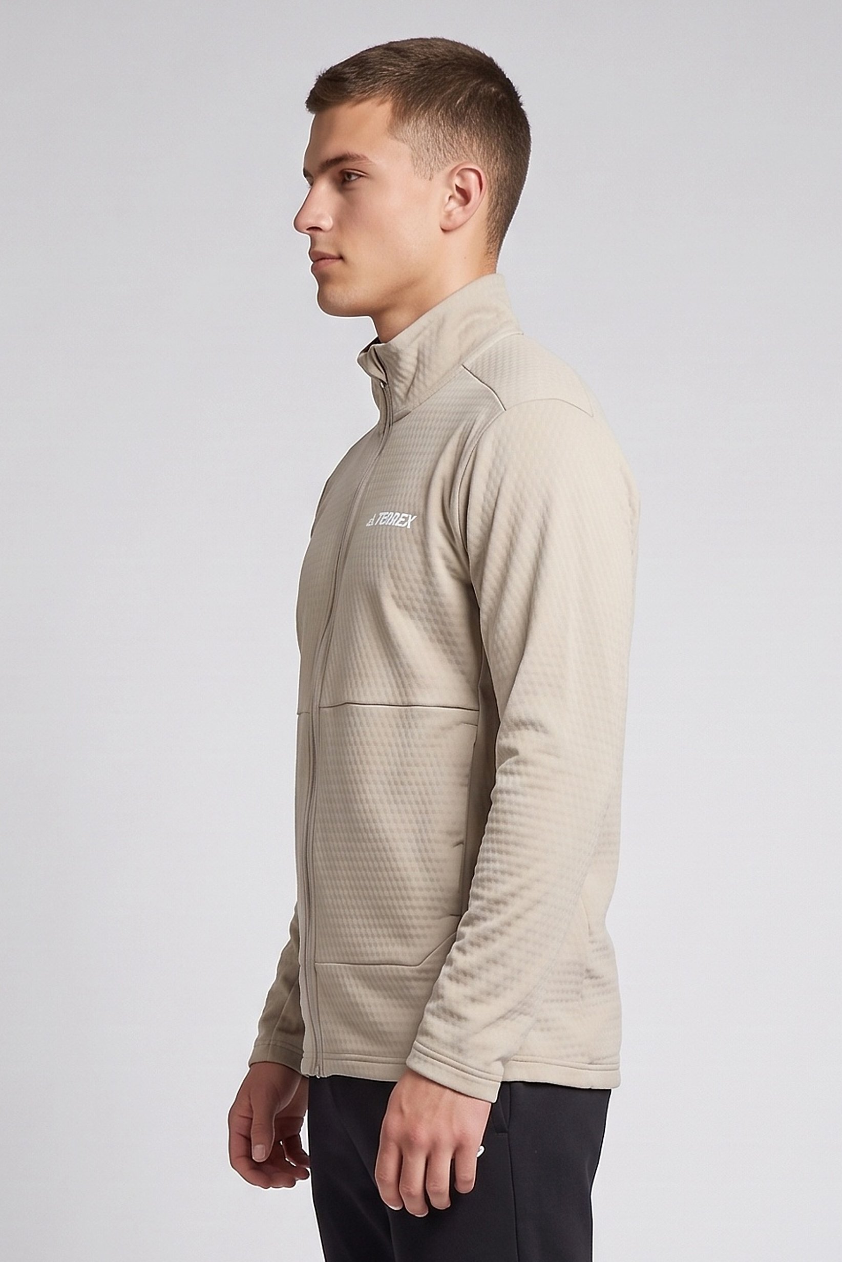 Men Slim Fit Long Sleeve Outdoor Sweatshirt, Beige