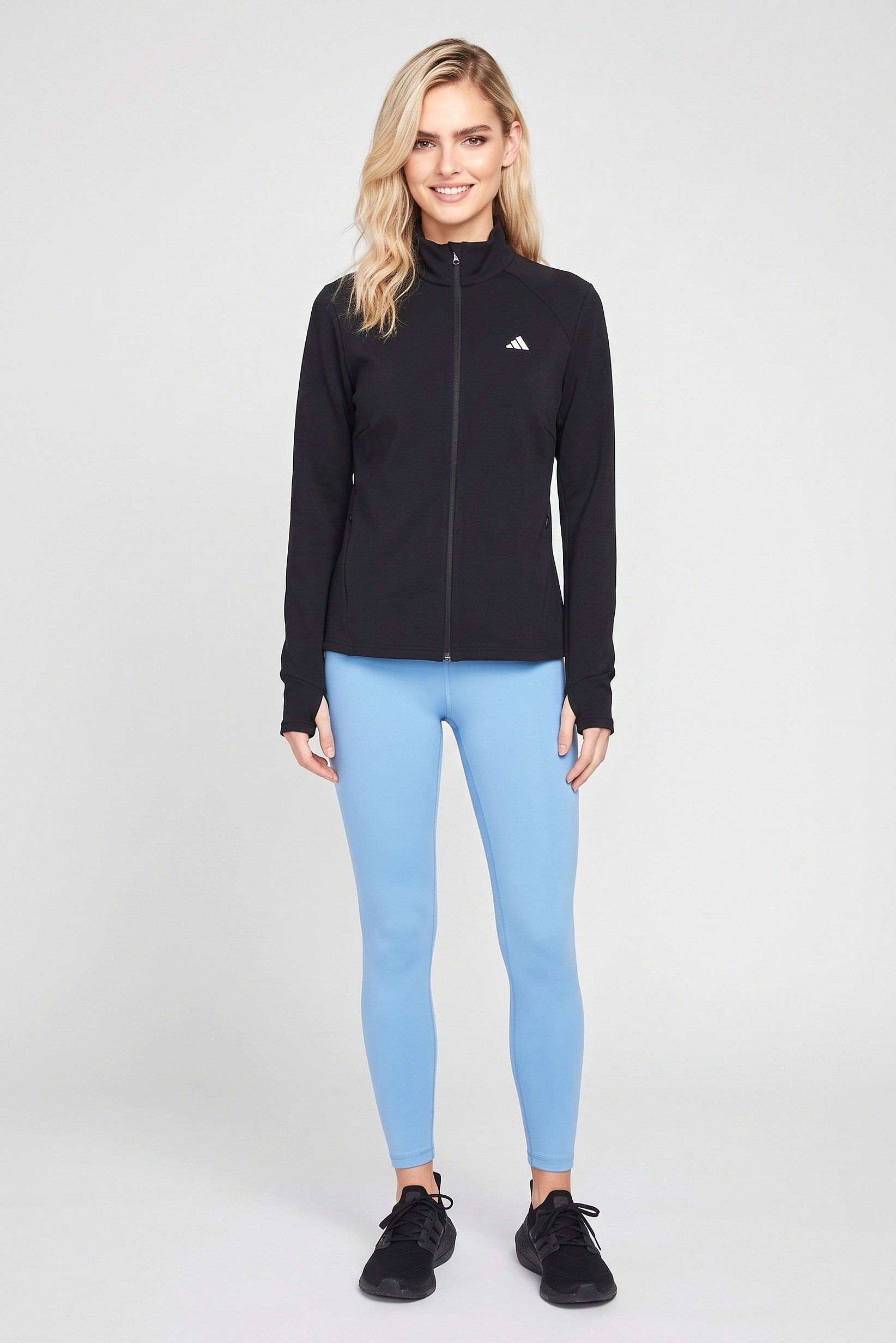 Women Plus Size Long Sleeve Training Jacket, Black