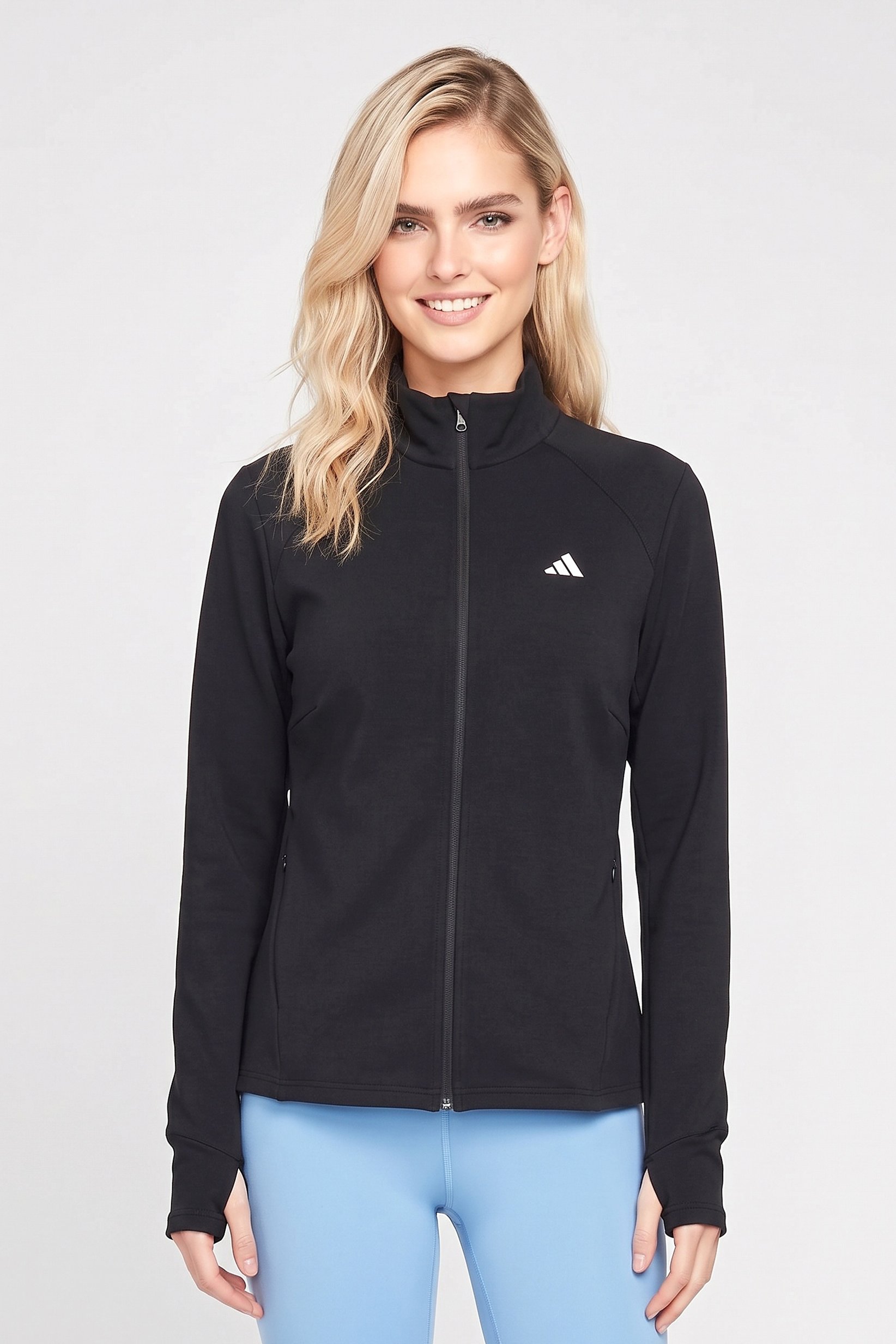 Women Plus Size Long Sleeve Training Jacket, Black