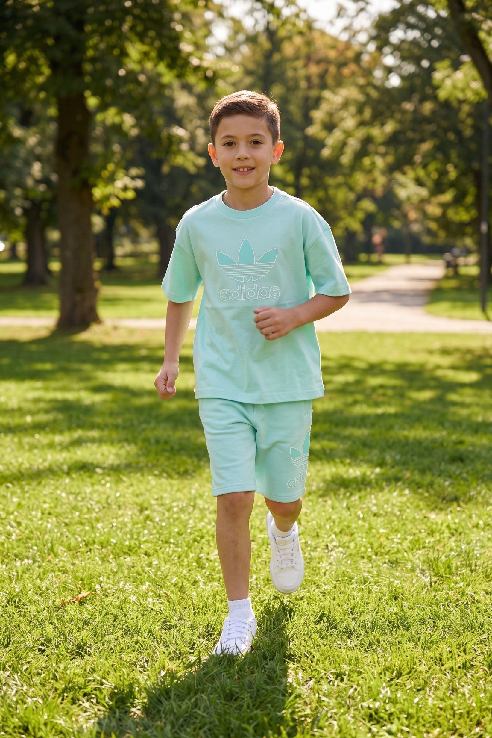 Kids Boy 2 Pieces Sportswear Fit Outdoor T-Shirt And Shorts Set, Mint