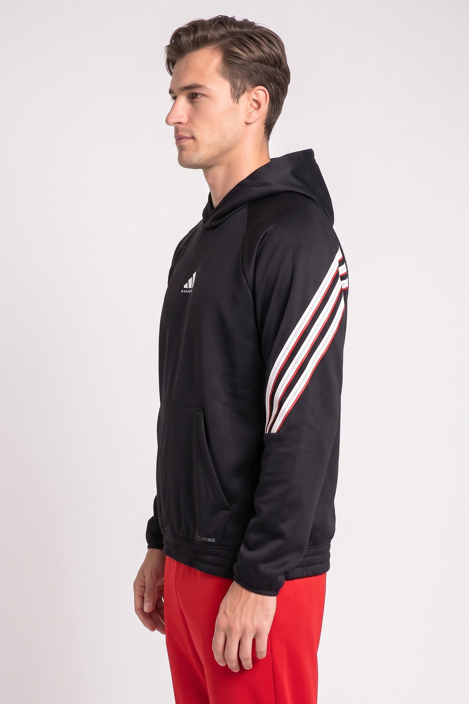 Men Sportswear Fit Long Sleeve Basketball Hoodie, Black