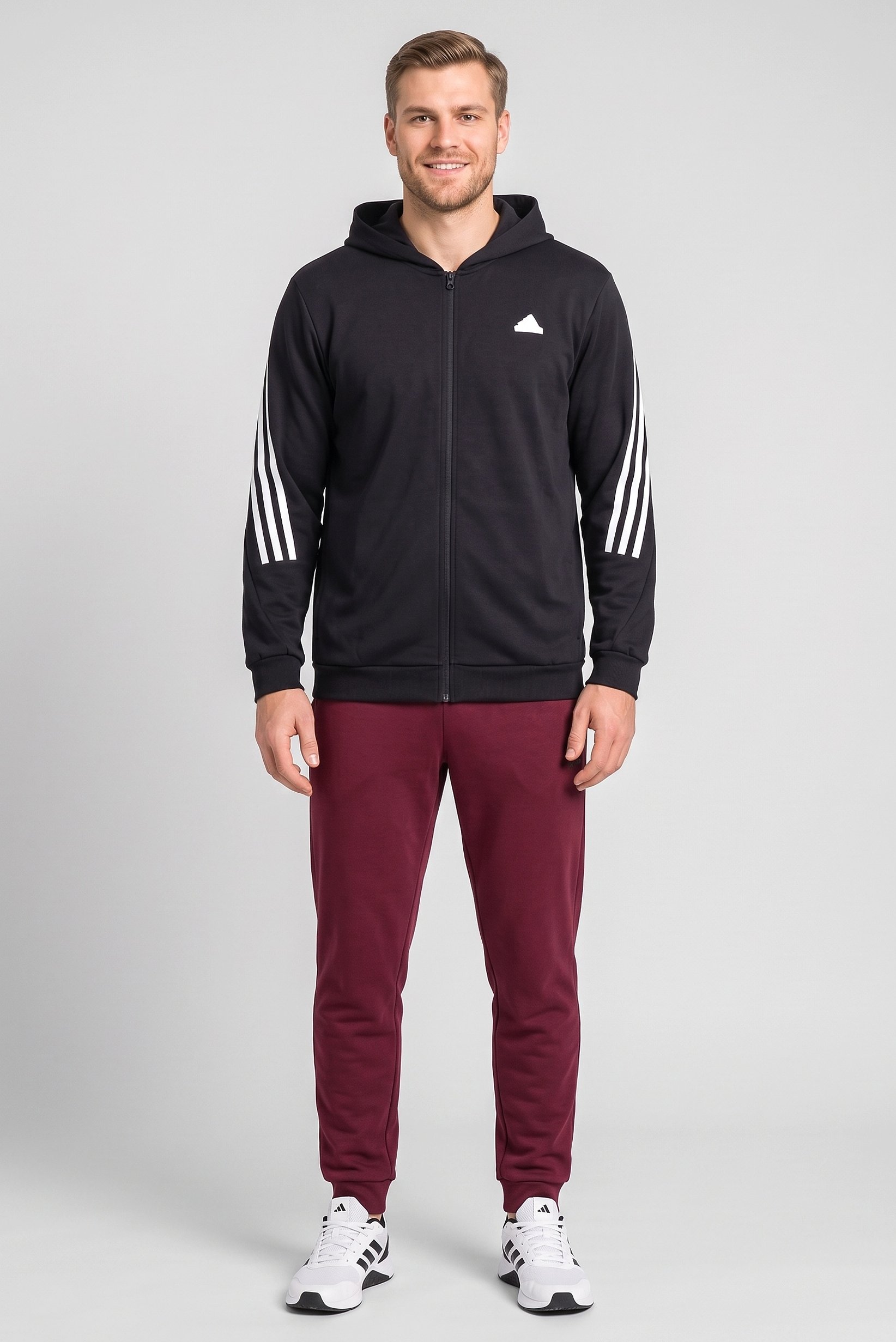 Men Sportswear Fit Outdoor Full Zip Hoodie, Black