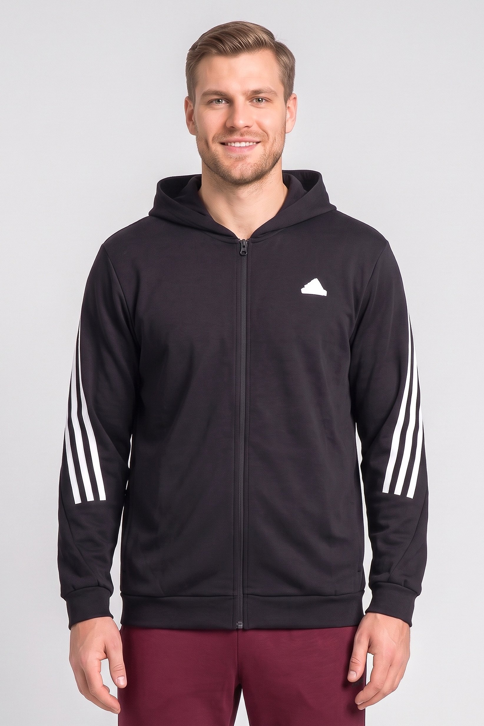 Men Sportswear Fit Outdoor Full Zip Hoodie, Black