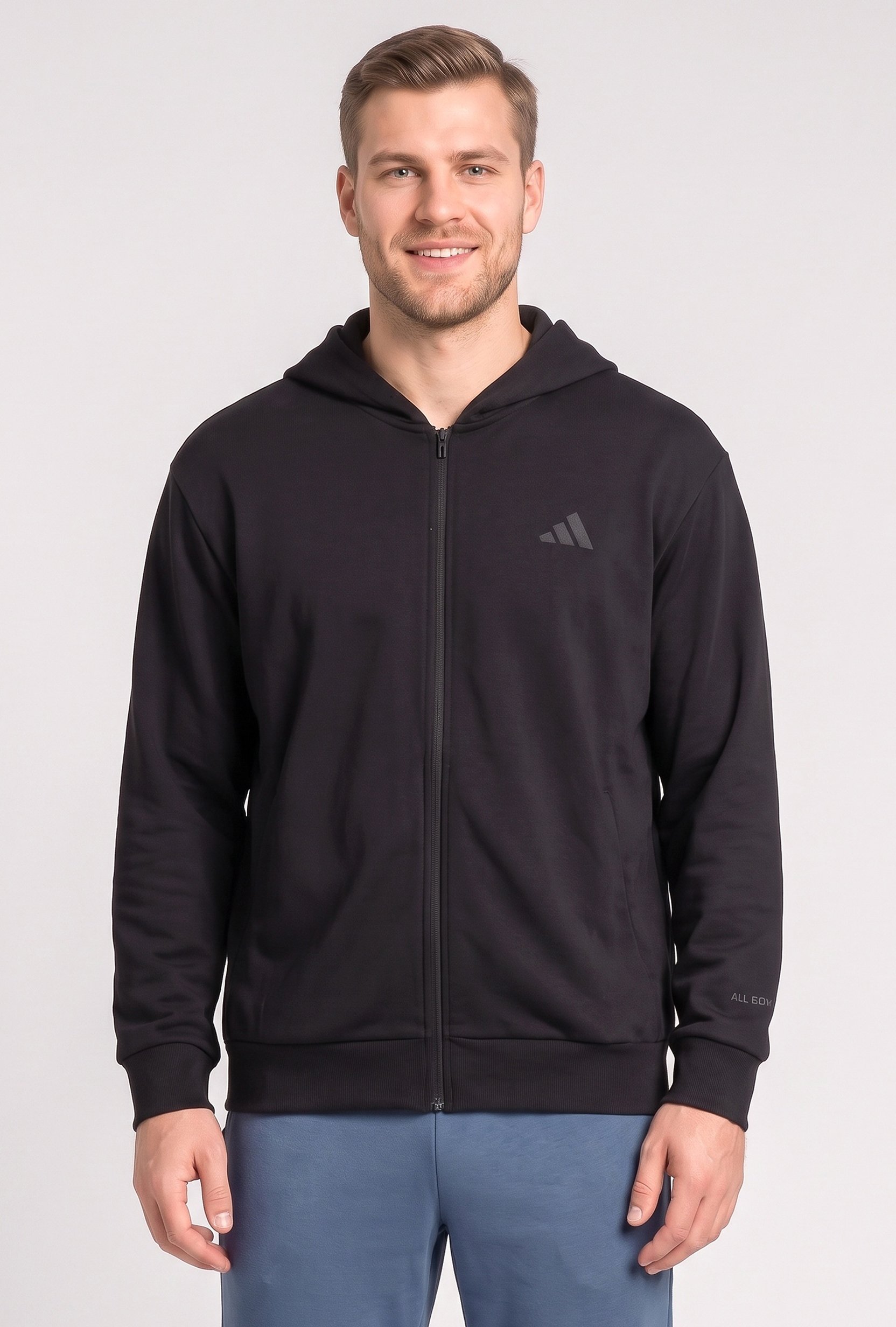 Men Loose Fit Long Sleeve Outdoor Hoodie, Black