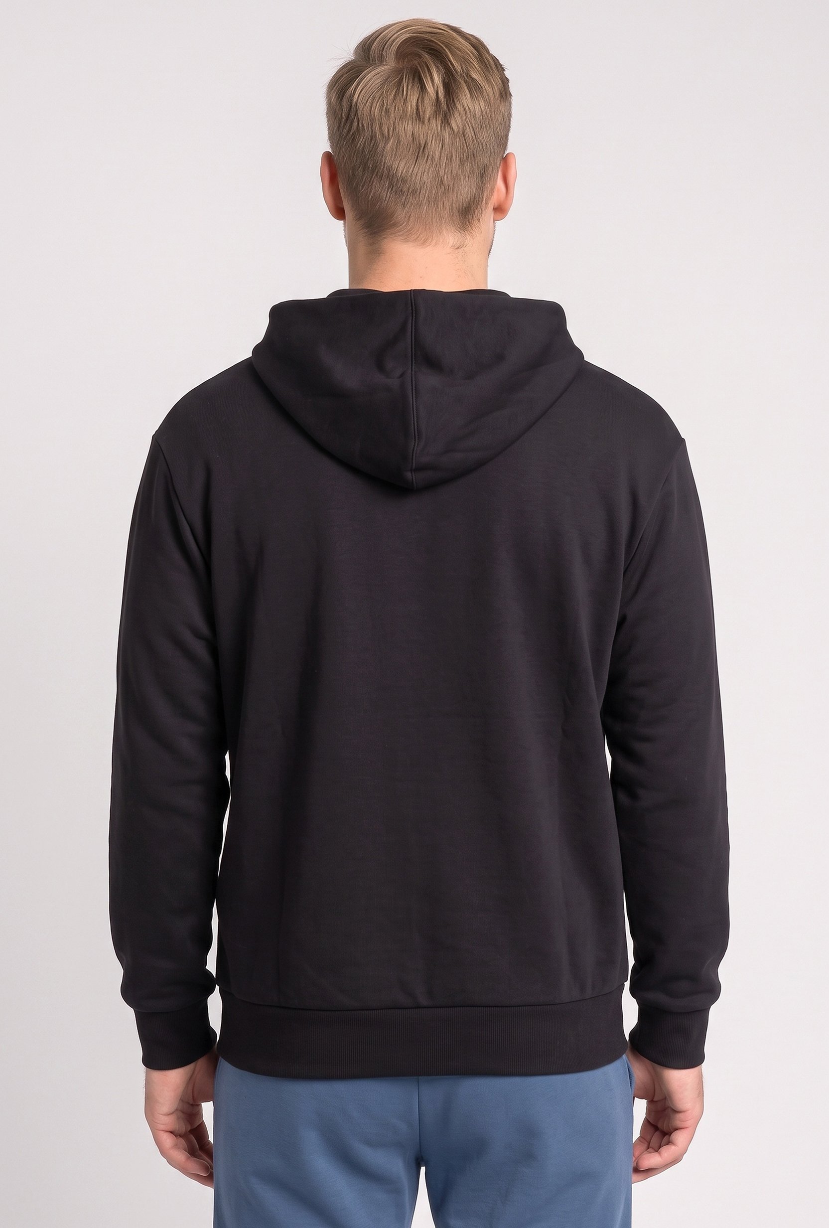 Men Loose Fit Long Sleeve Outdoor Hoodie, Black