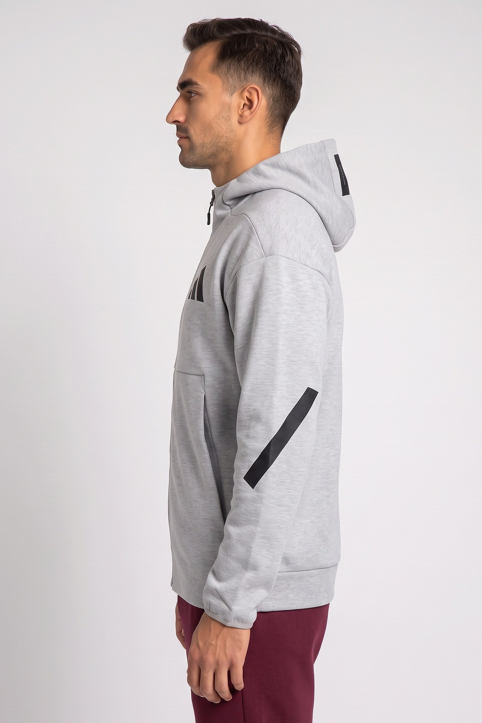 Men Sportswear Fit Long Sleeve Outdoor Hoodie, Heather Grey