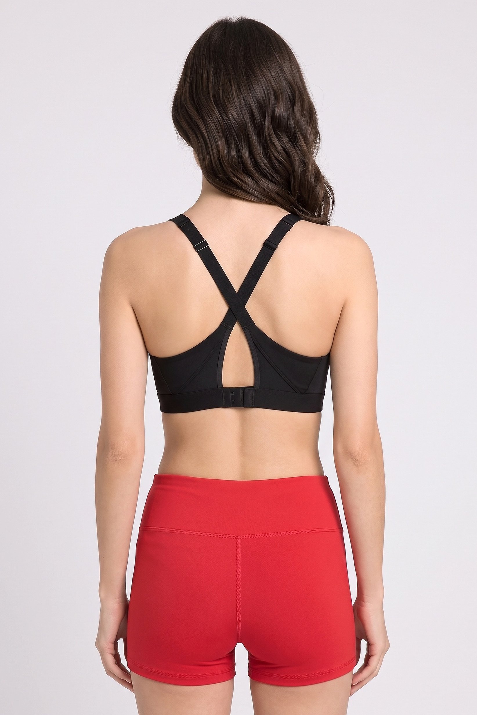 Women Brand Logo Lightly Padded Training Sports Bra, Black