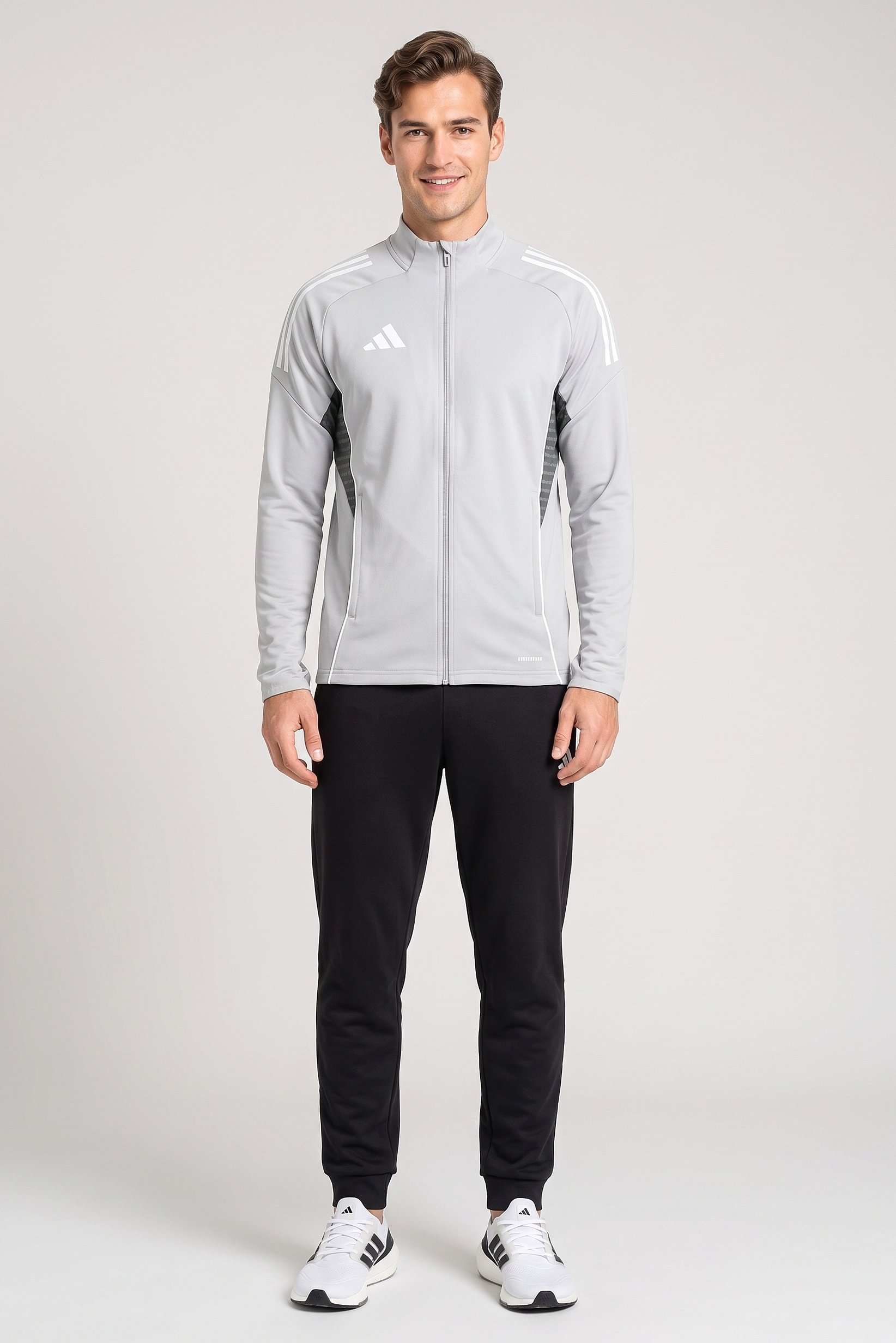 Men Slim Fit Long Sleeve Training Jacket, Grey