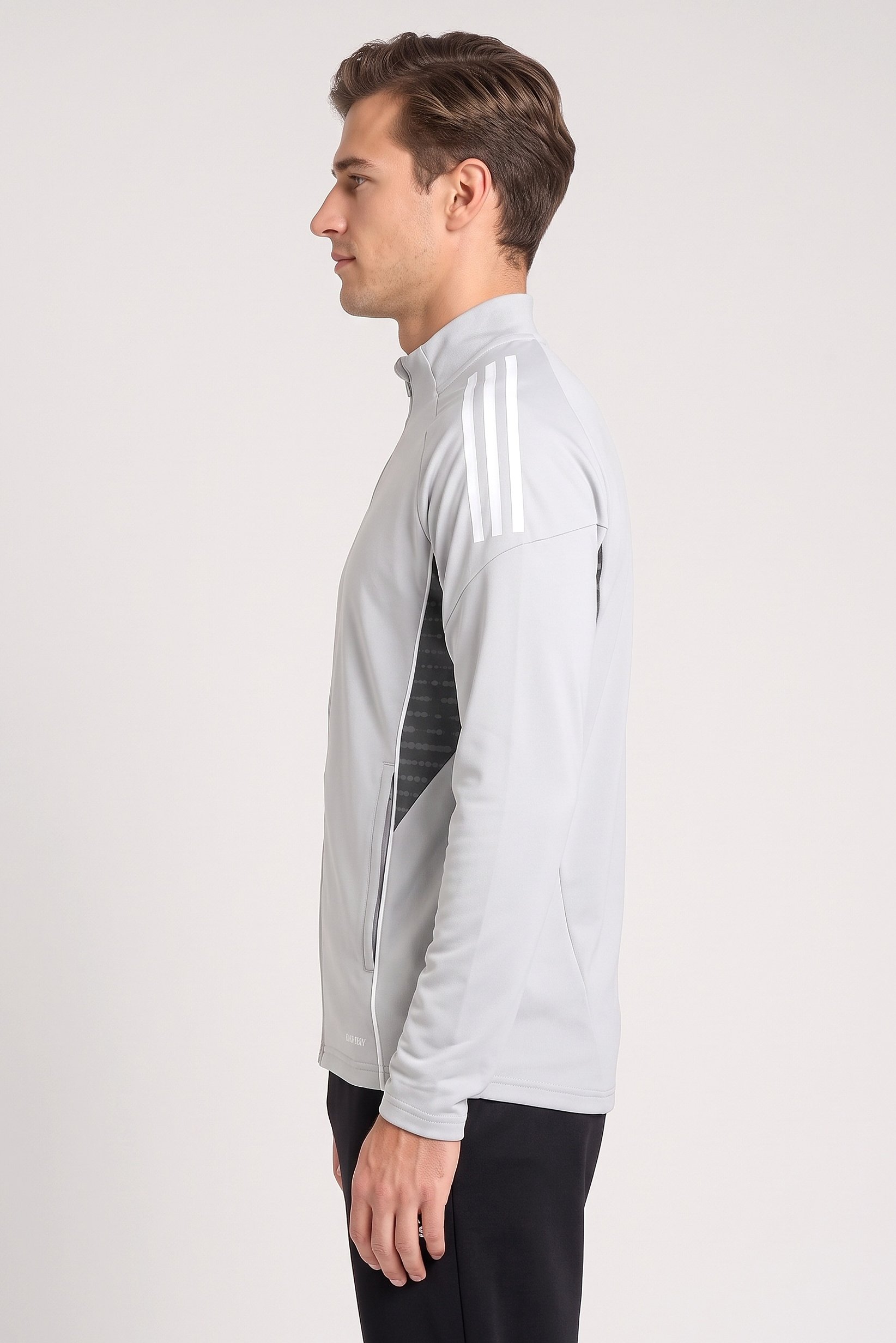 Men Slim Fit Long Sleeve Training Jacket, Grey
