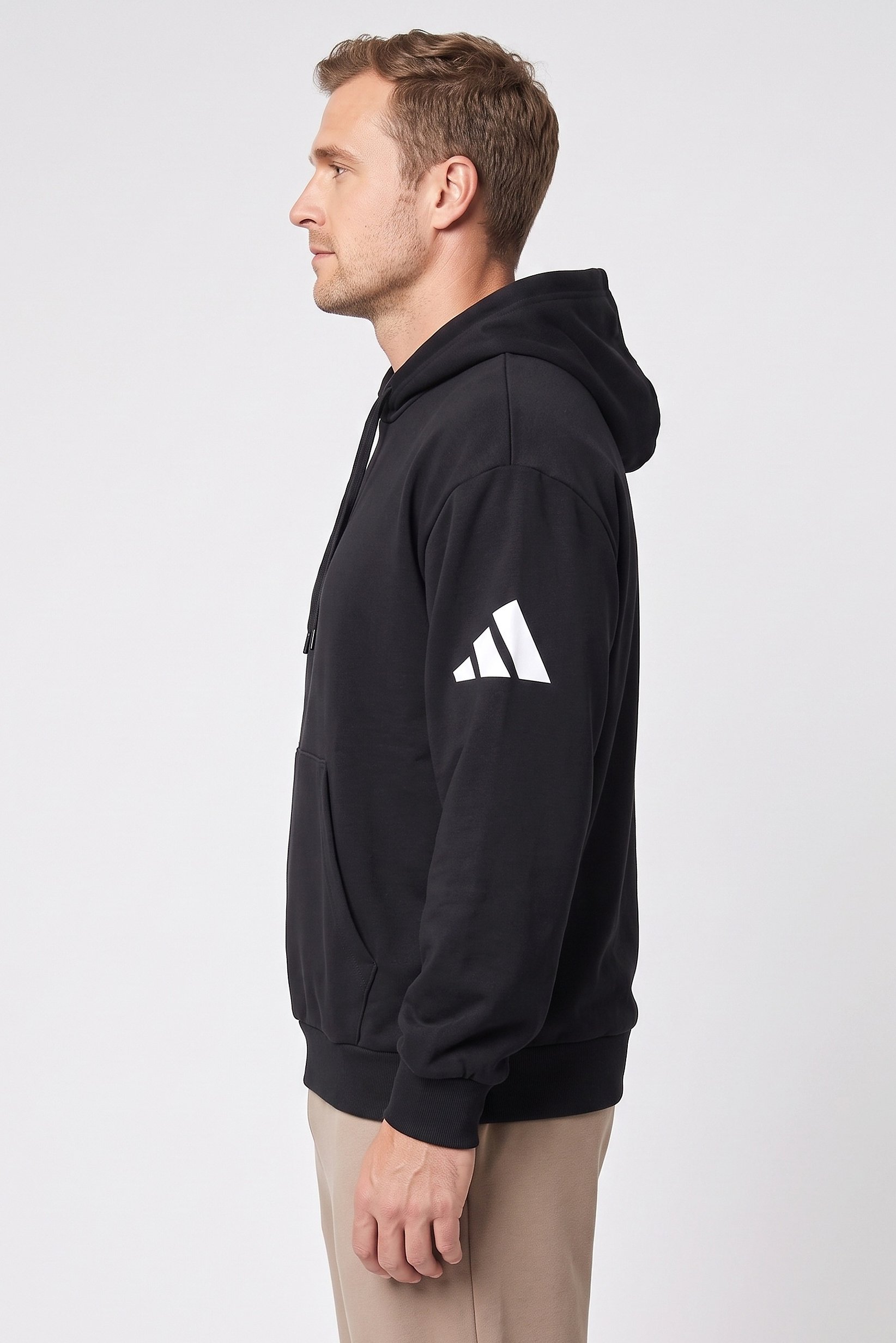Men Sportswear Fit Long Sleeve Outdoor Hoodie, Black