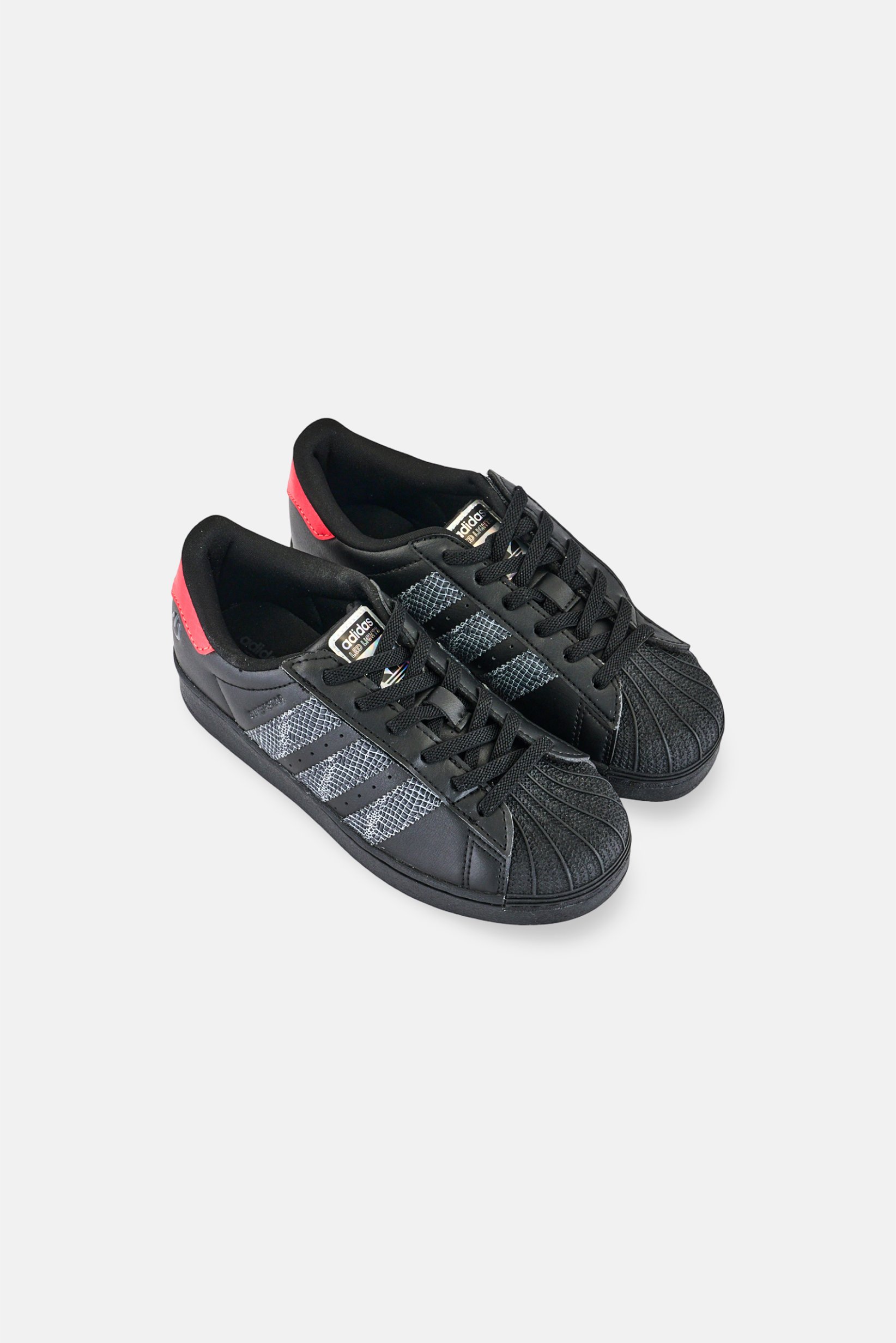 Kids Boy Superstar Led Lights Lace Up Outdoor Shoes, Black