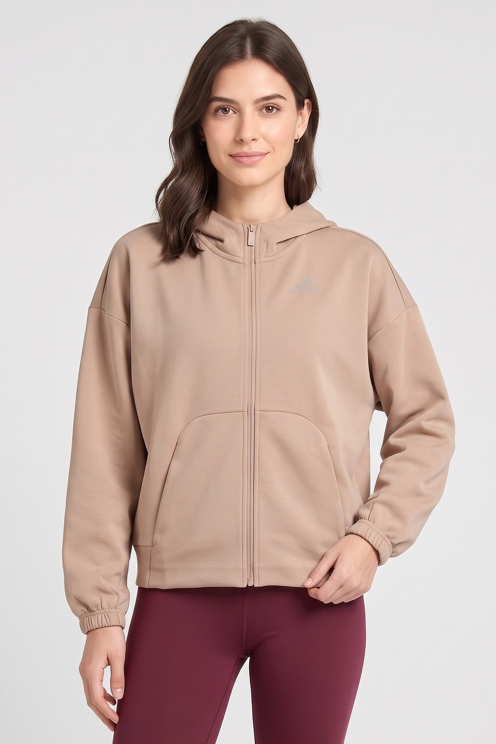 Women Sportswear Fit Long Sleeve Outdoor Hoodie, Tan