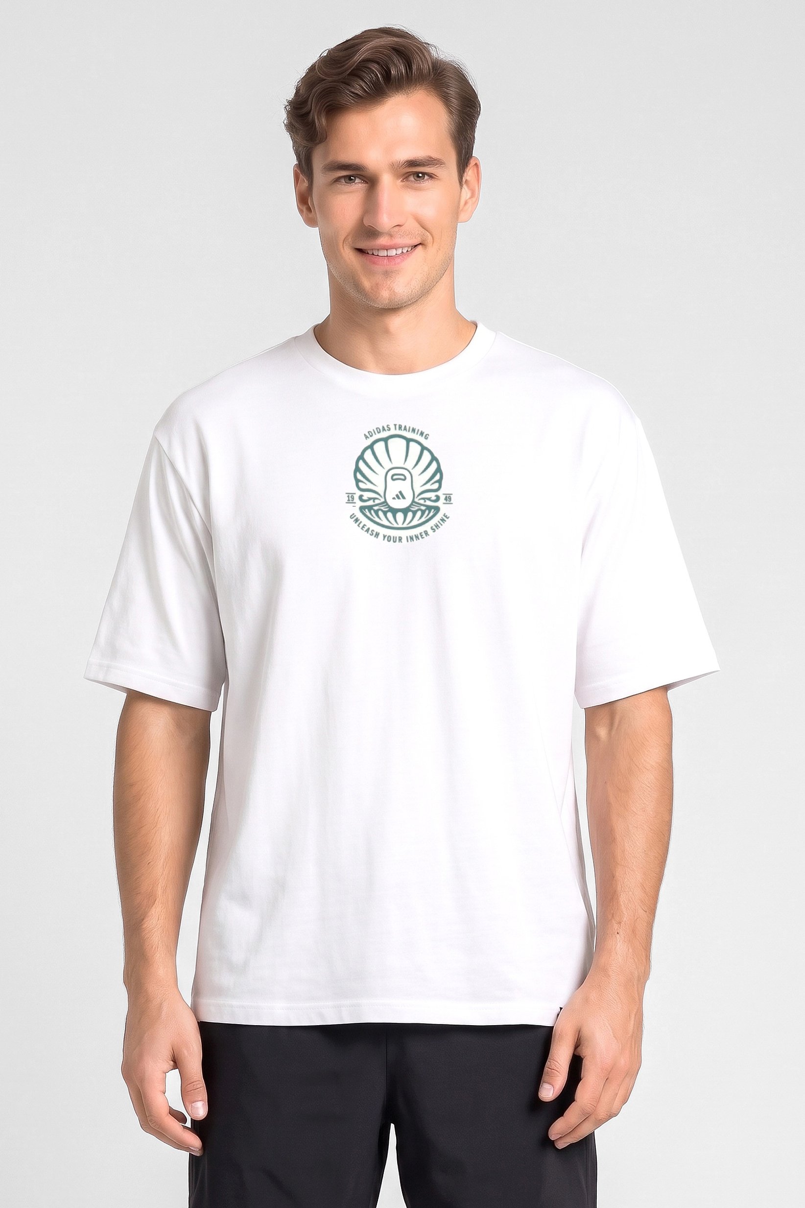 Men Oversized Fit Short Sleeve Outdoor T-Shirt, White