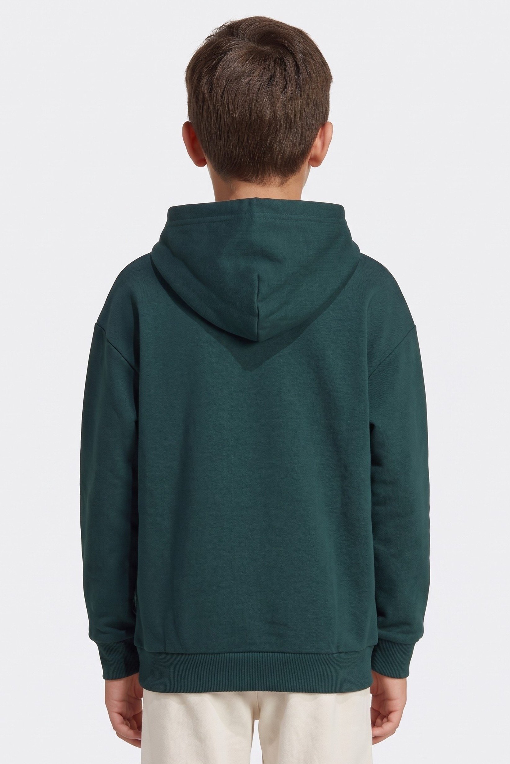 Kids Boy Sportswear Fit Long Sleeve Outdoor Hoodie, Dark Green